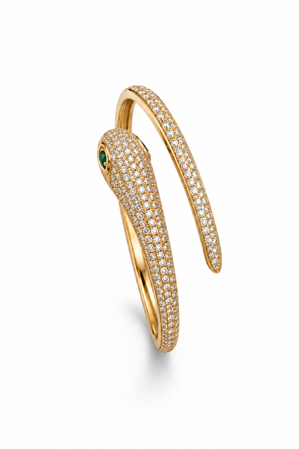 Golden Serpent Pavé Crystal Cuff Bangle