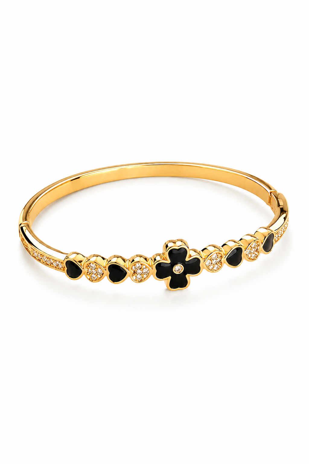 Noir Bloom Heart Crystal Bangle