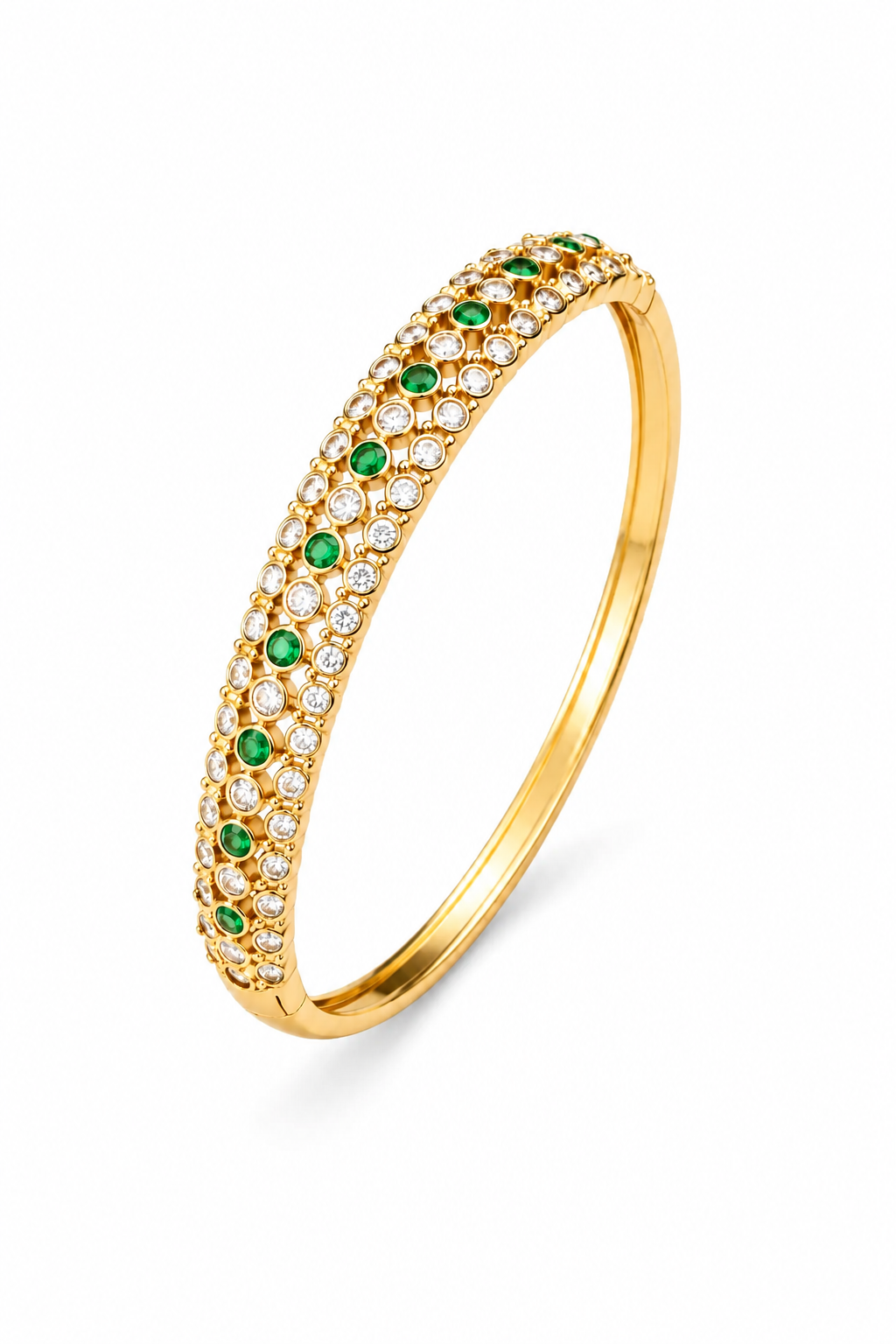 Emerald Dew Pavé Gold Bangle