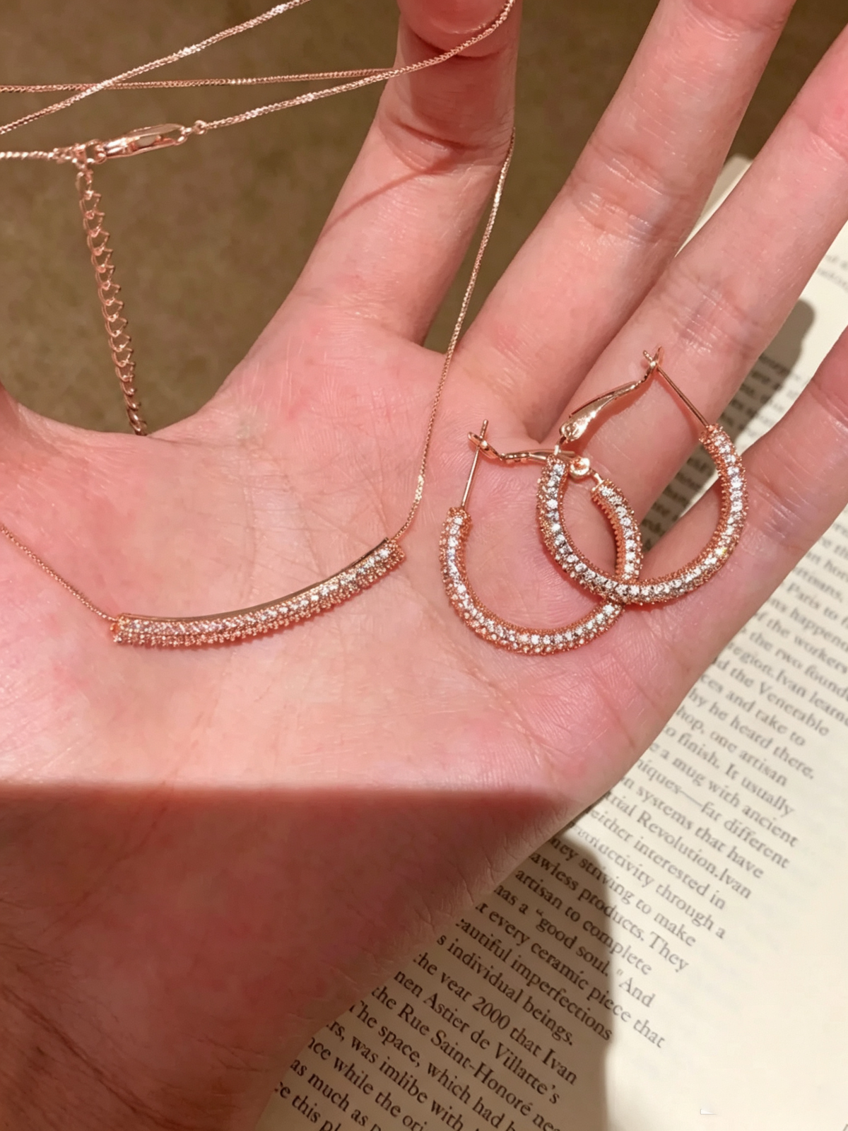 Rose Gold Pavé Curve Jewelry Set