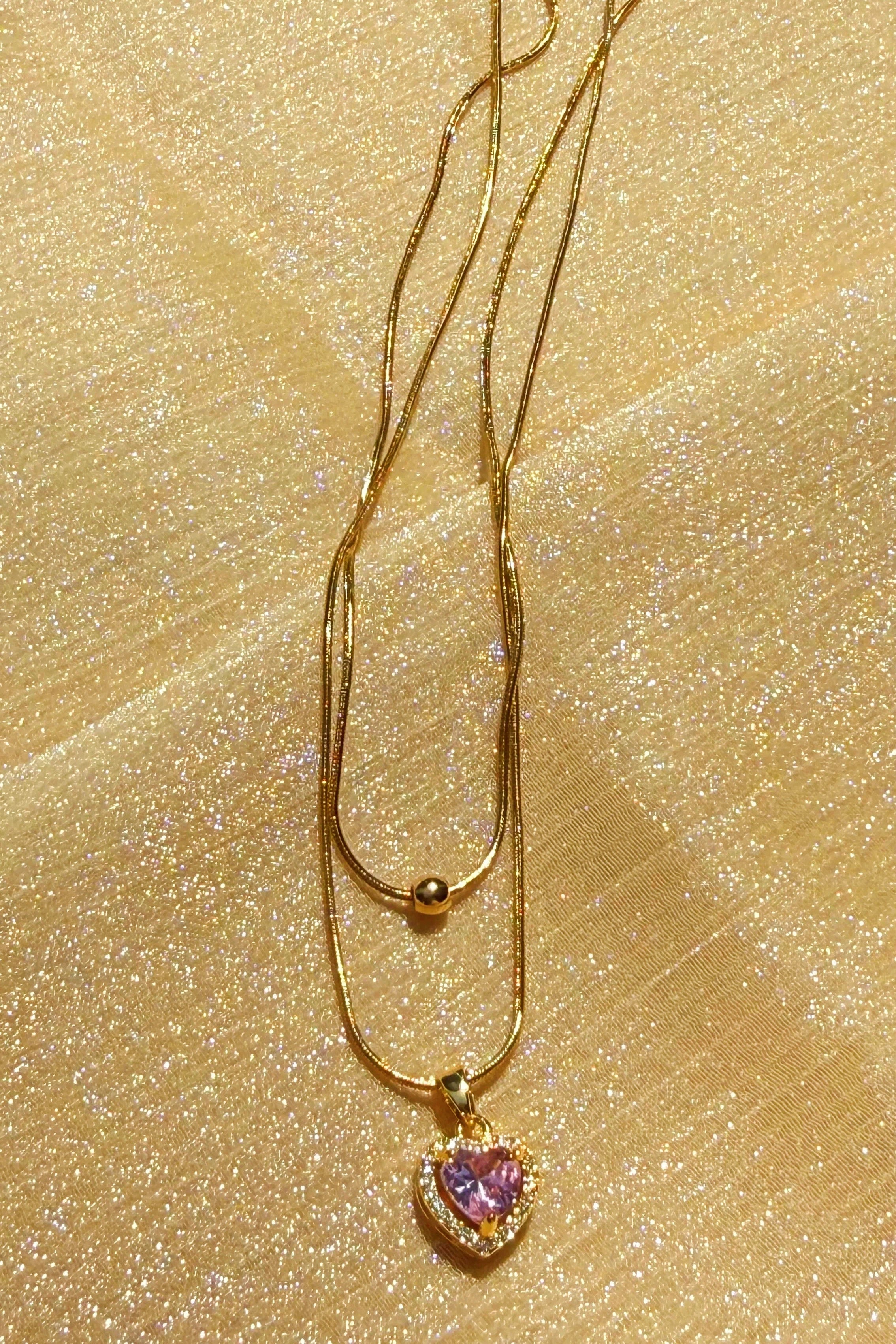 18K Gold-Plated Stainless Steel Double-Layer Heart Necklace