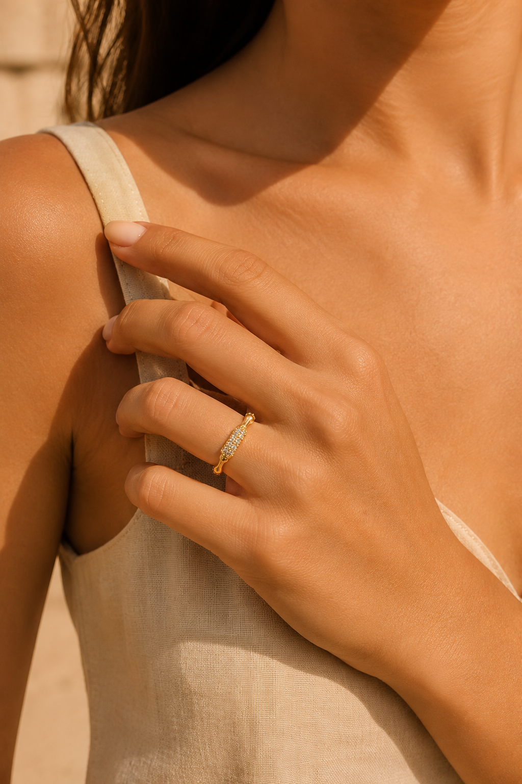 Golden Bamboo Glow Ring