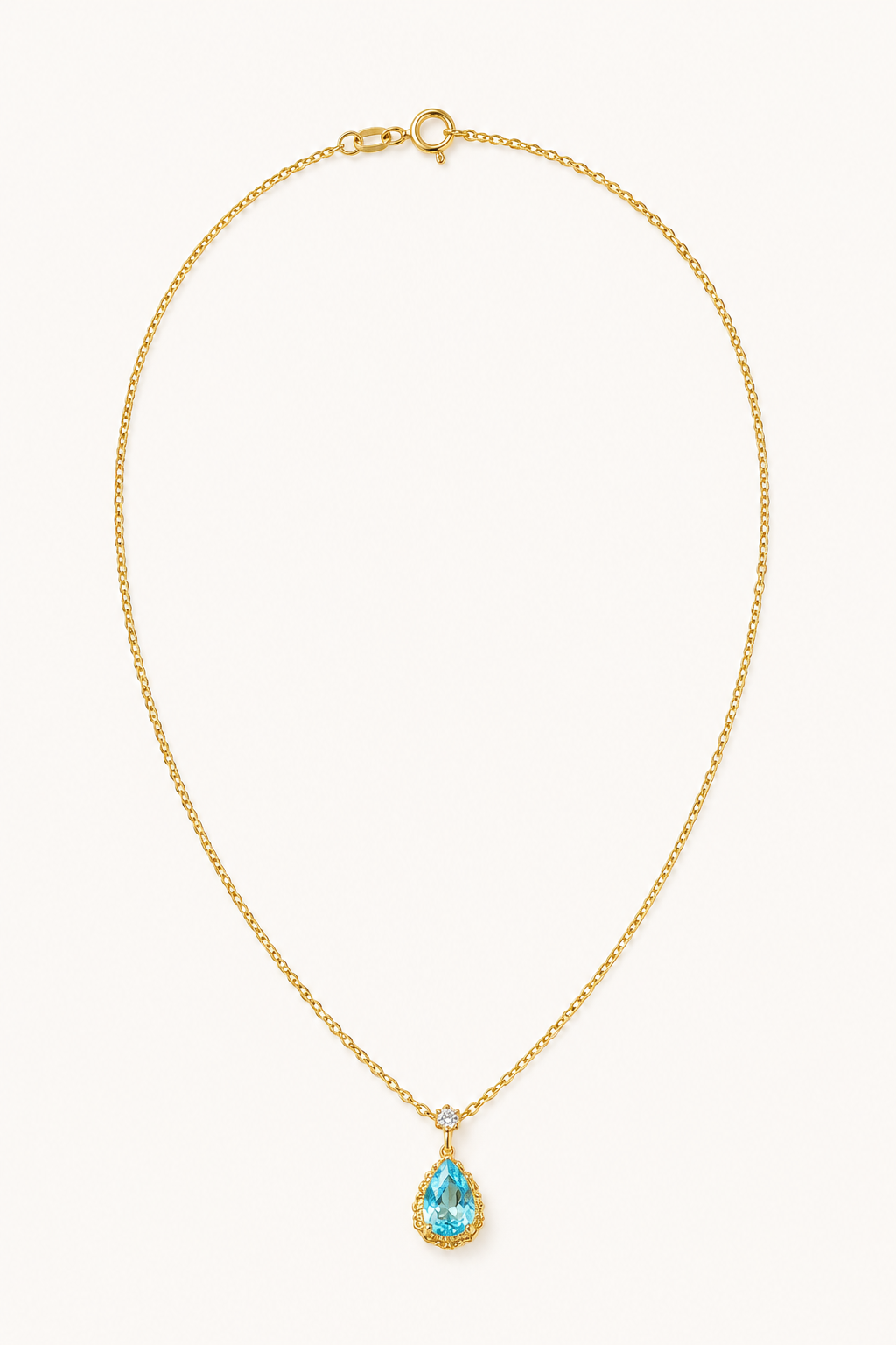 925 Sterling Silver Aqua Teardrop Necklace