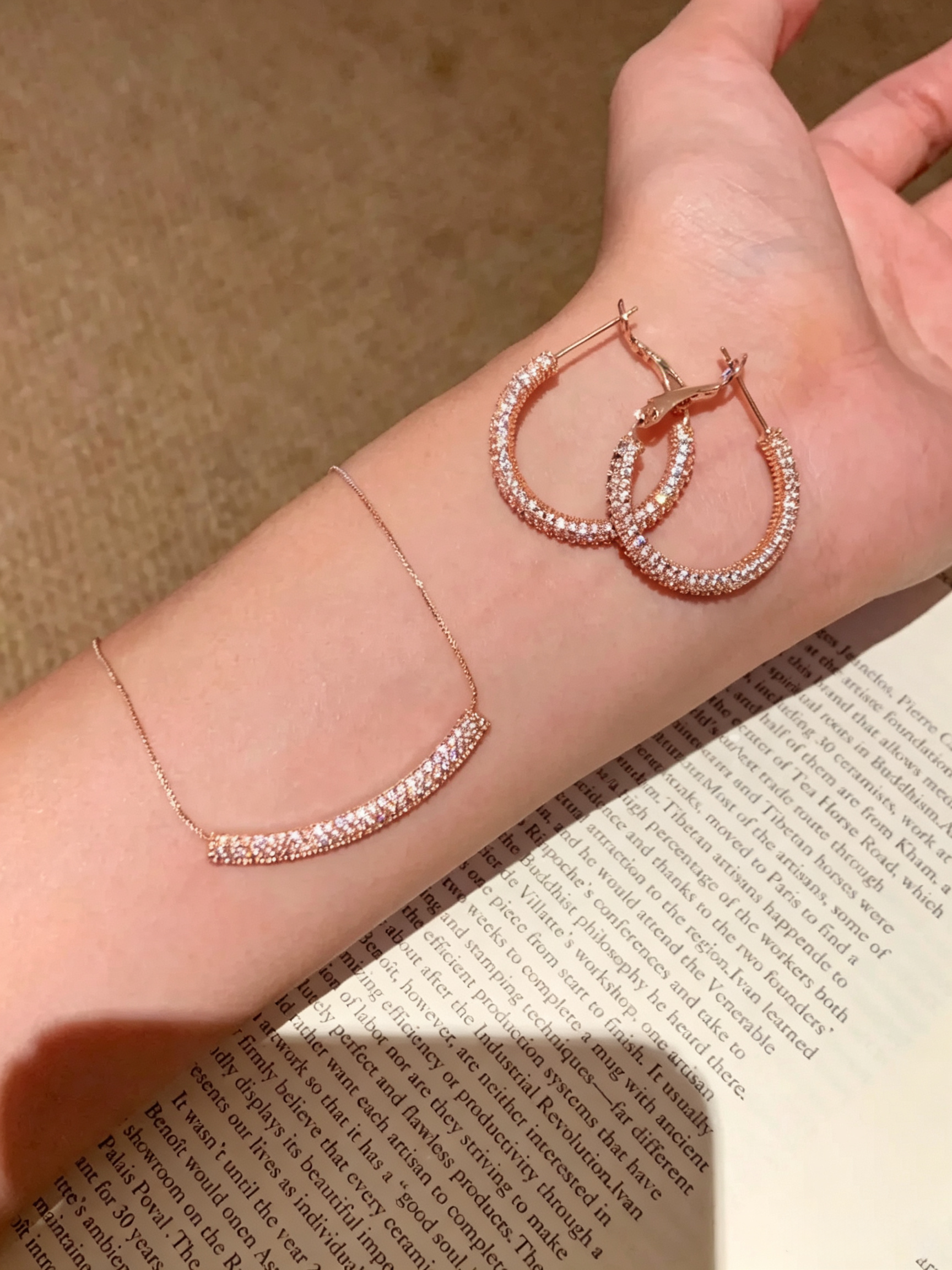 Rose Gold Pavé Curve Jewelry Set