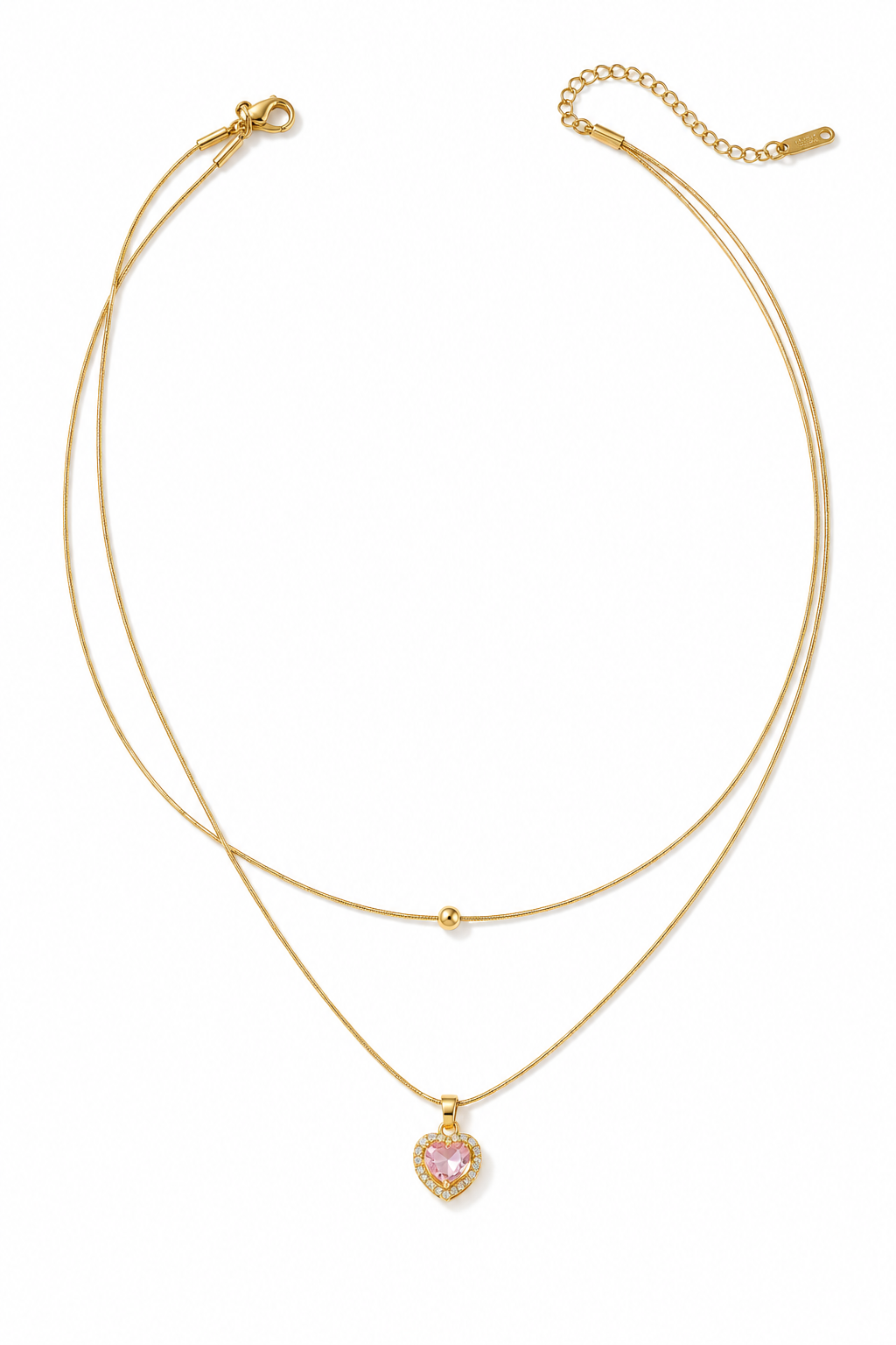 18K Gold-Plated Stainless Steel Double-Layer Heart Necklace
