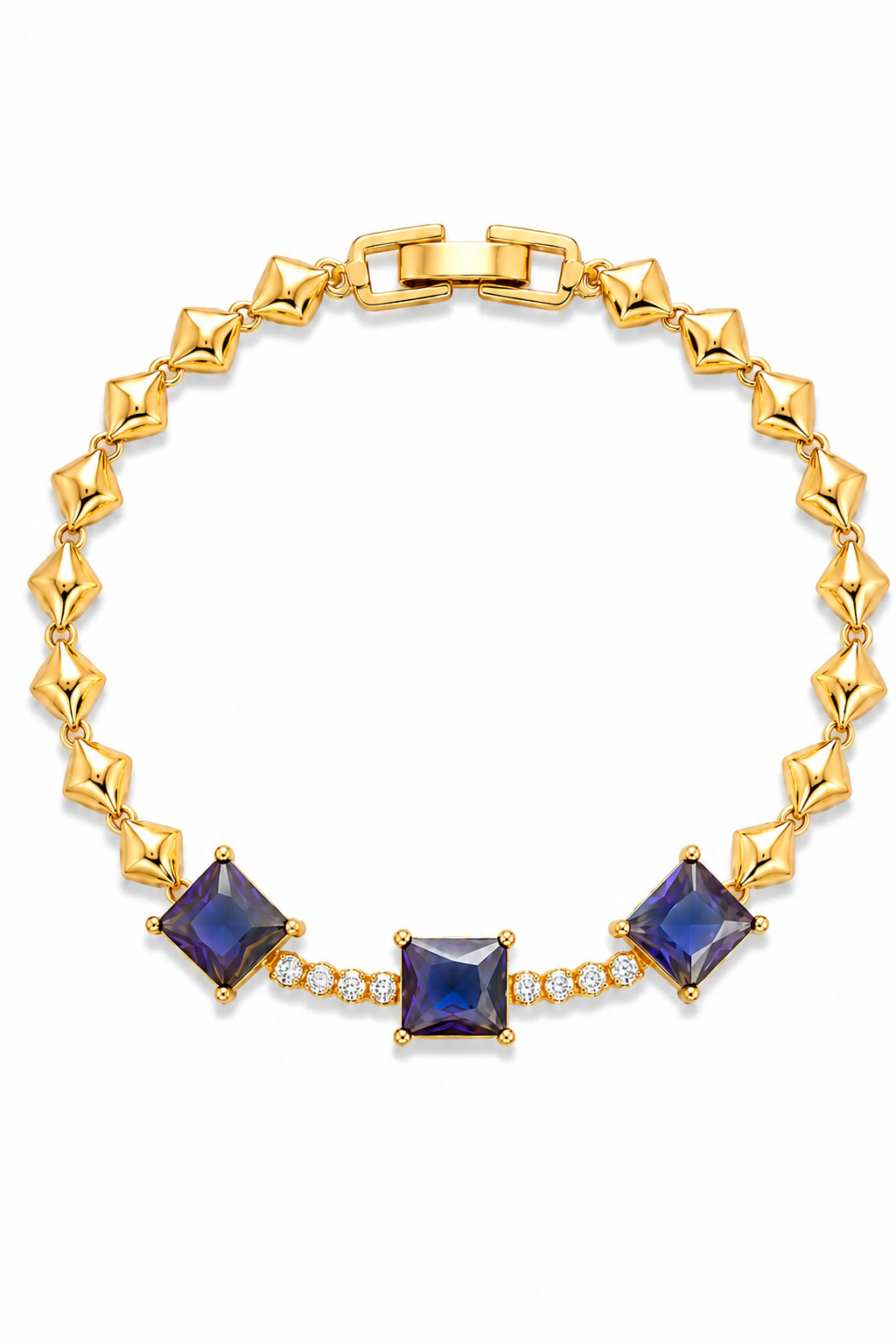 Midnight Violet Geometric Crystal Bracelet