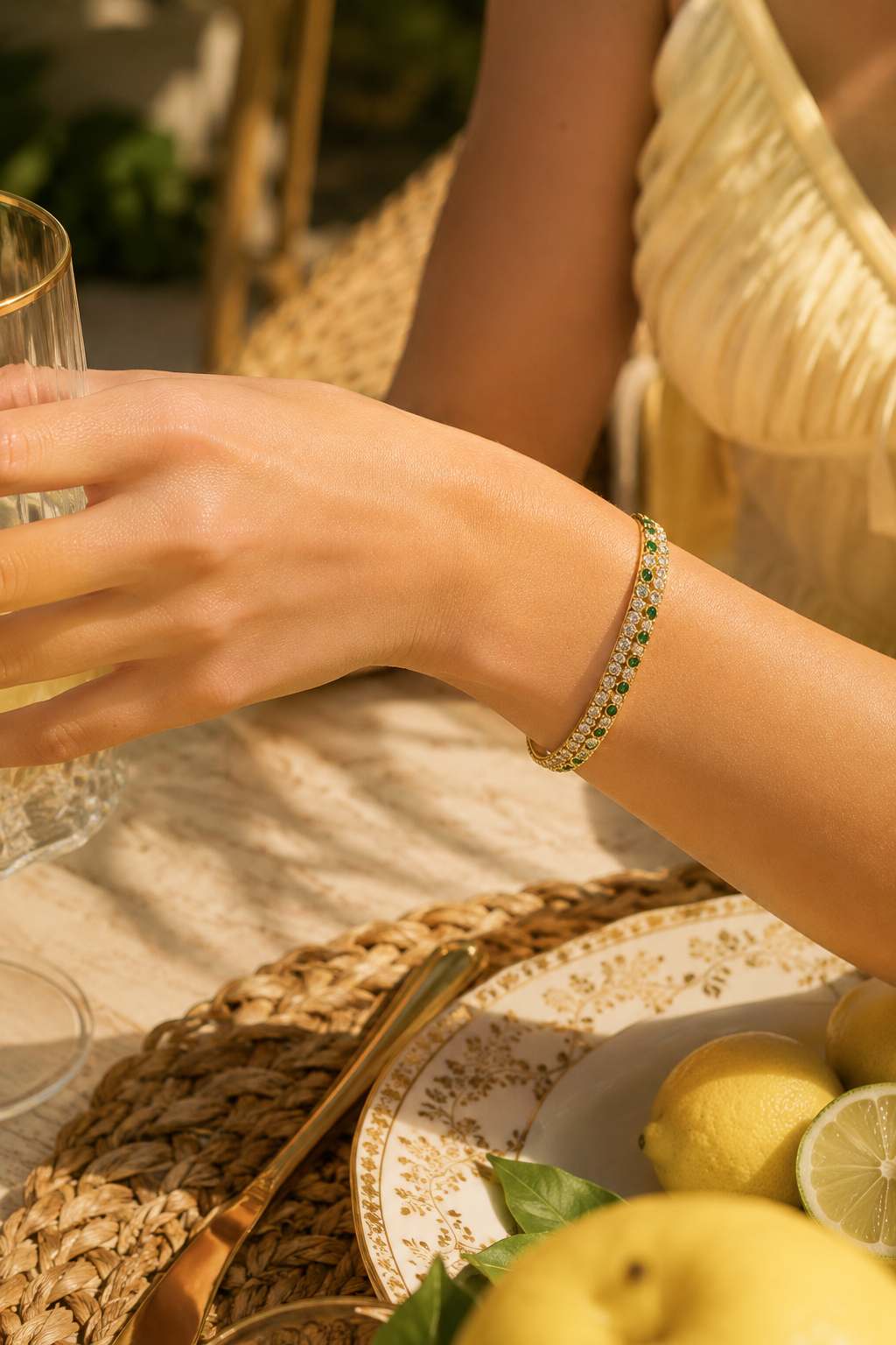 Emerald Dew Pavé Gold Bangle