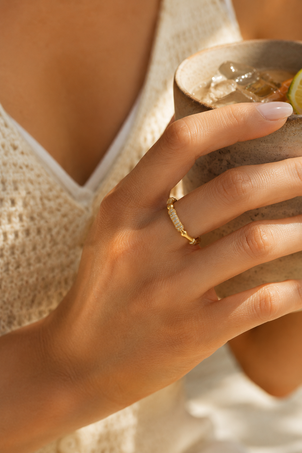Golden Bamboo Glow Ring