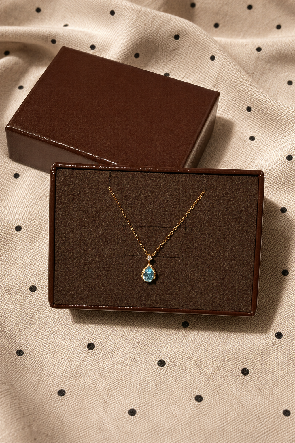 925 Sterling Silver Aqua Teardrop Necklace