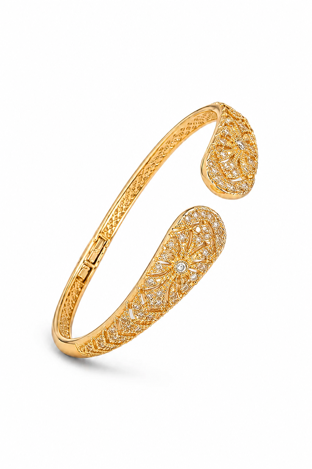 Golden Lace Leaf Cuff Bangle