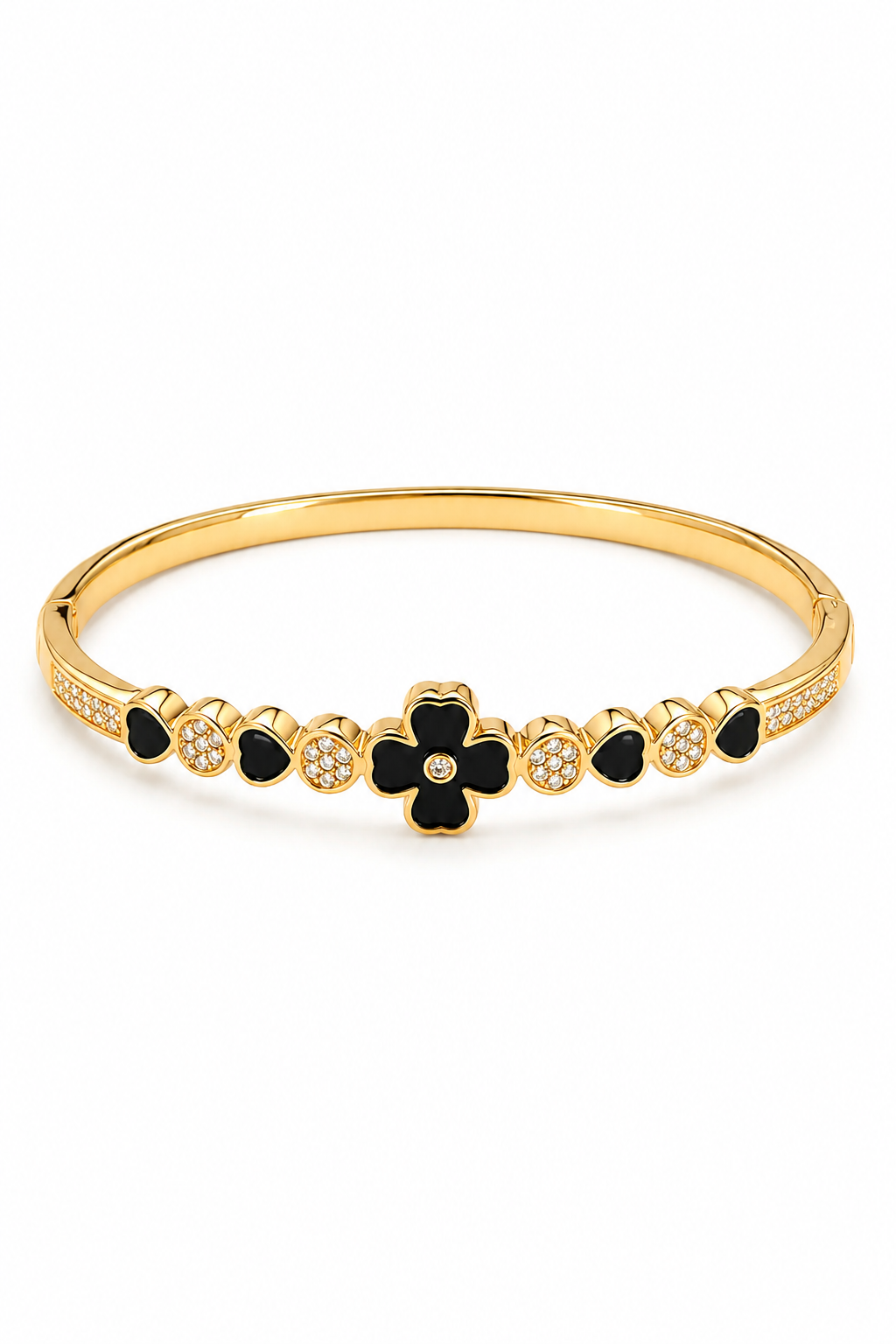 Noir Bloom Heart Crystal Bangle