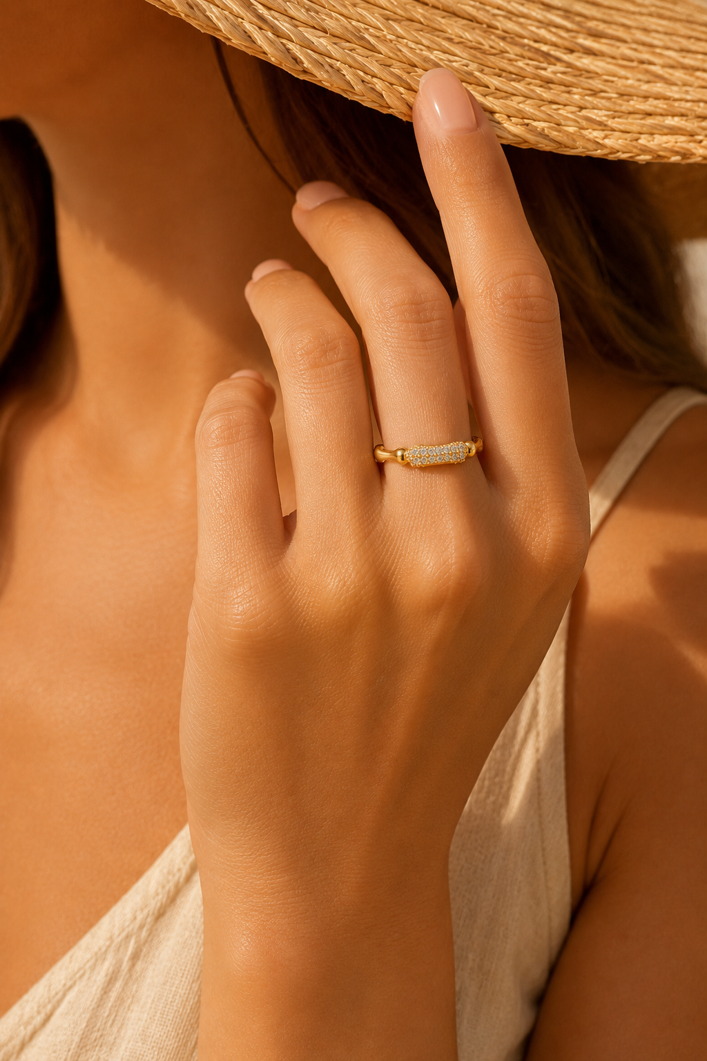 Golden Bamboo Glow Ring