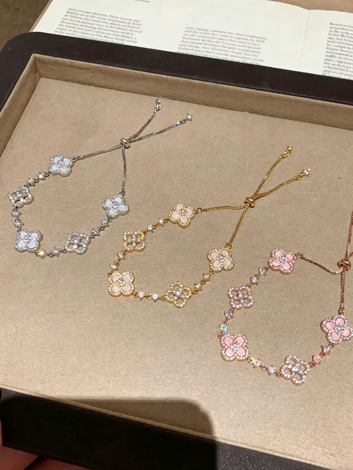 Colorful Full-Pavé Dazzling Clover Bracelet