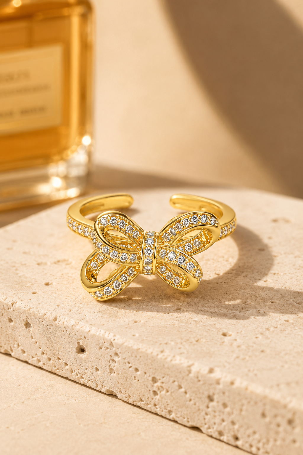 Sweet Bow Zircon Adjustable Ring