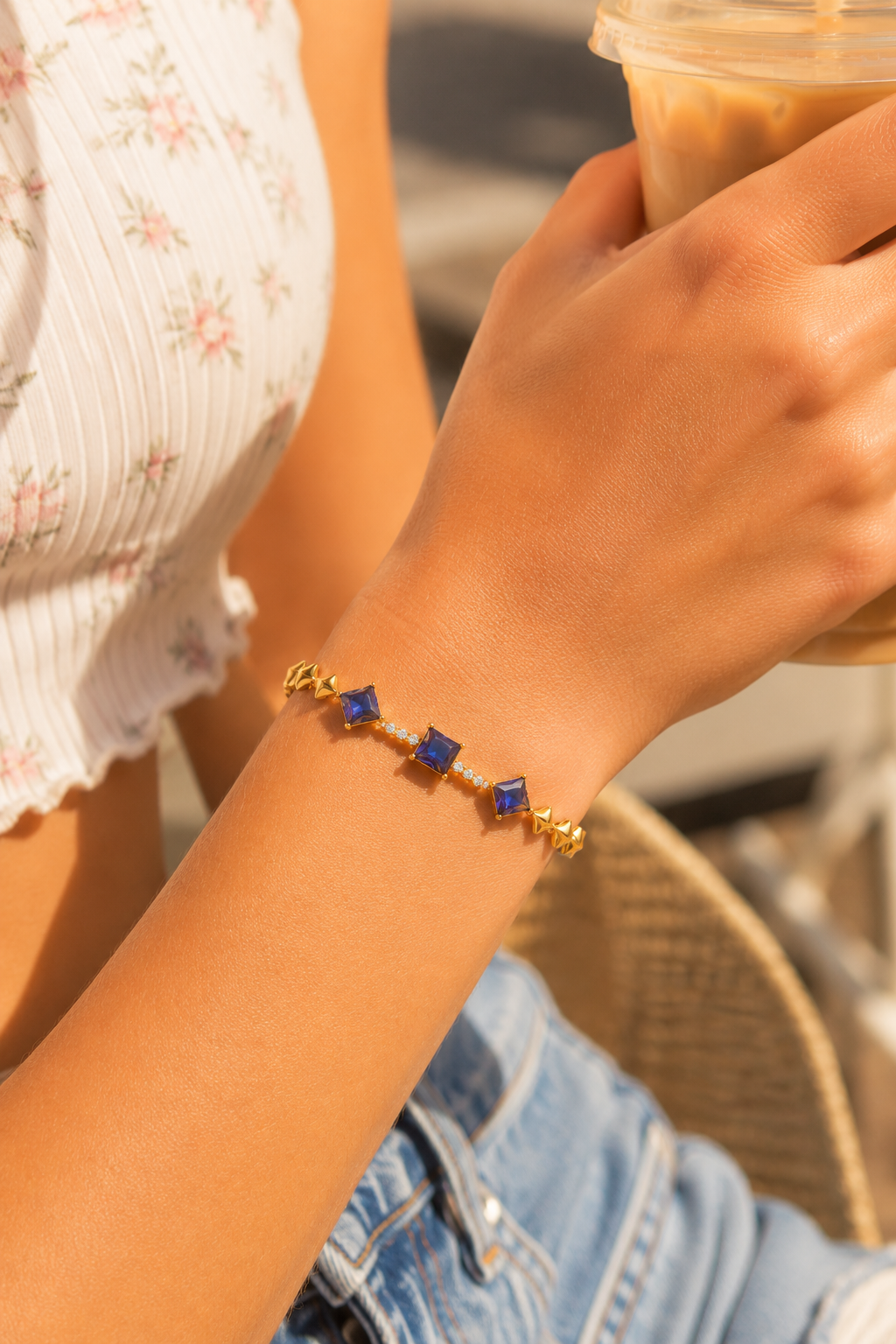 Midnight Violet Geometric Crystal Bracelet