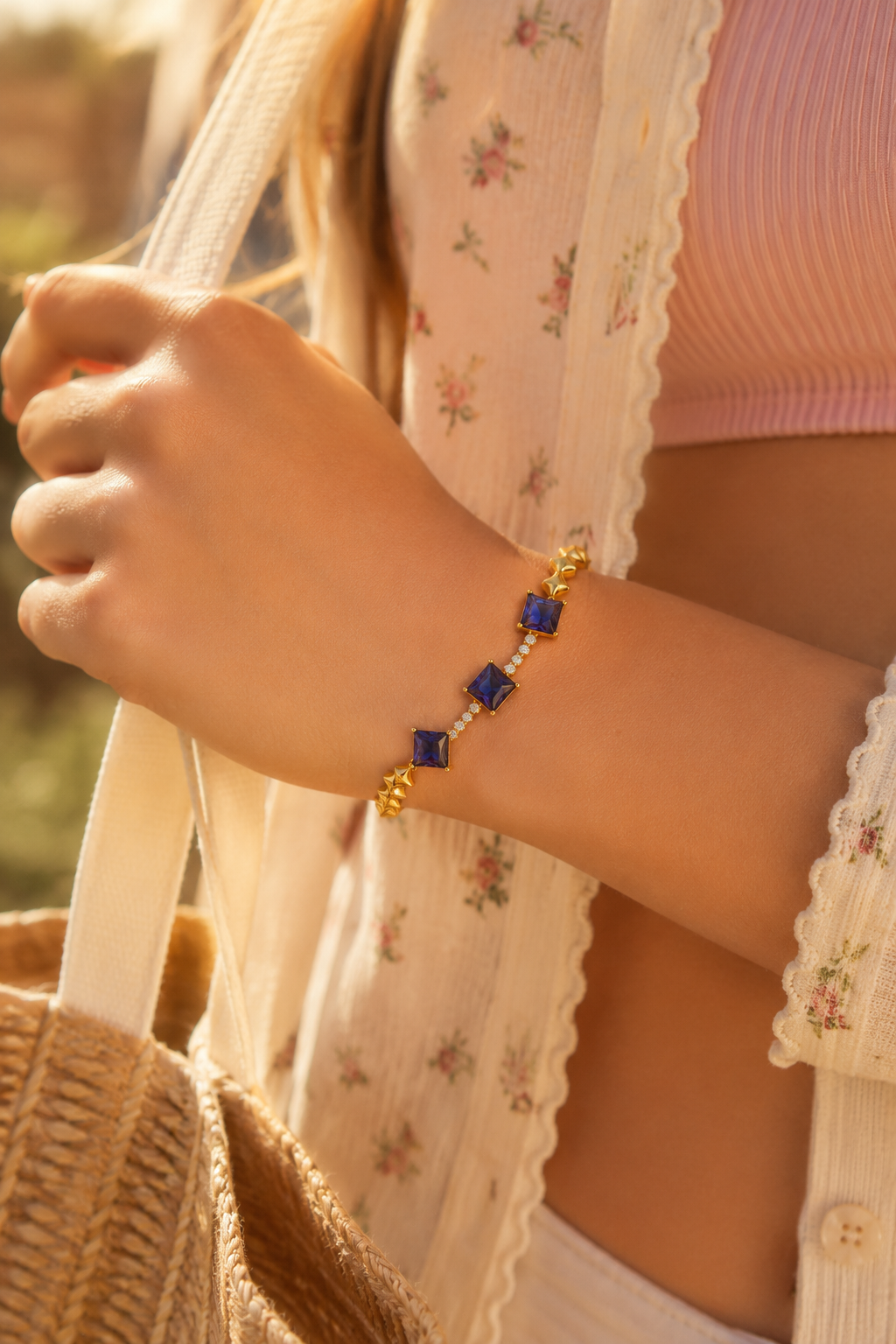 Midnight Violet Geometric Crystal Bracelet