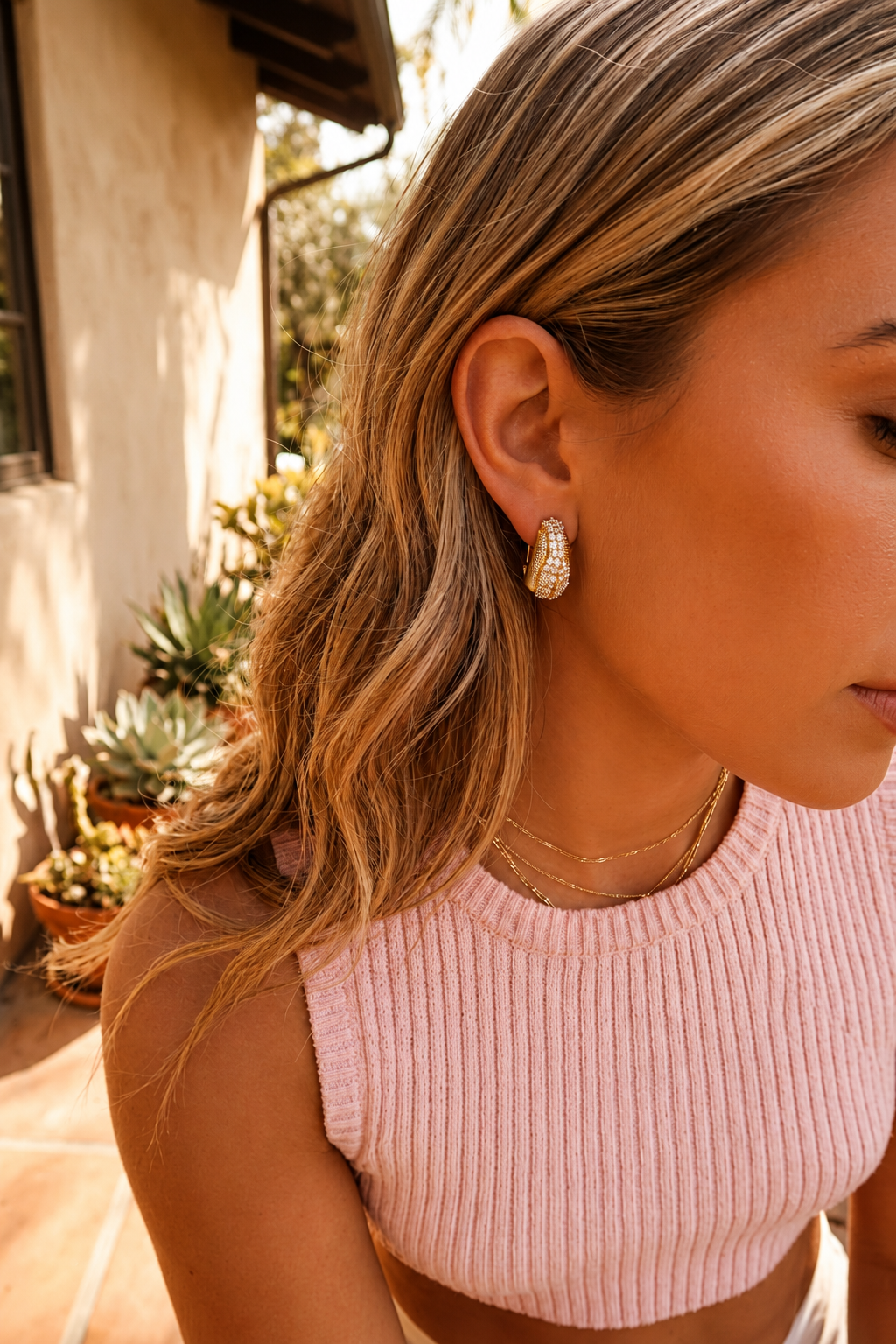 Aurelia Pavé Textured Hoop Earrings