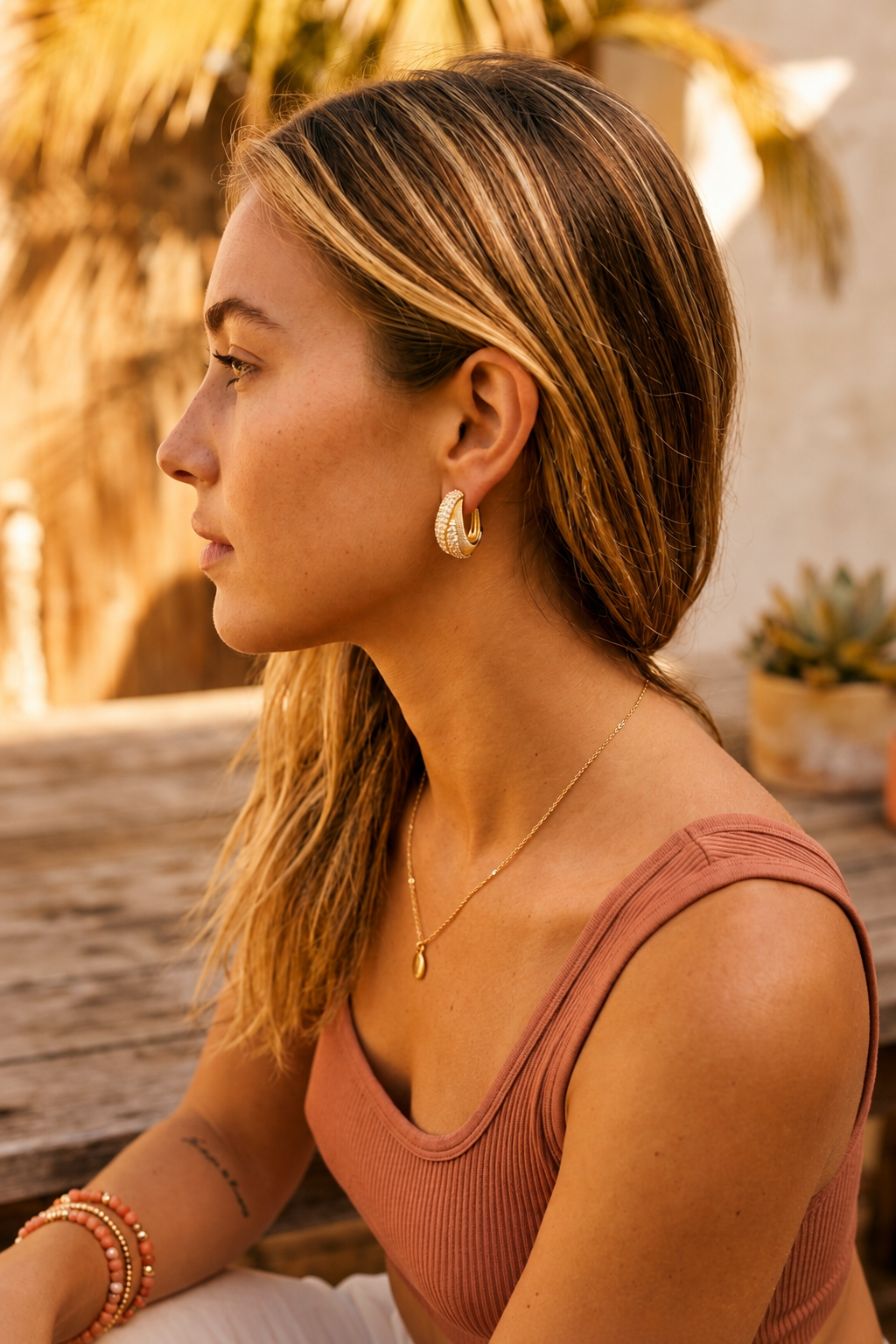 Aurelia Pavé Textured Hoop Earrings