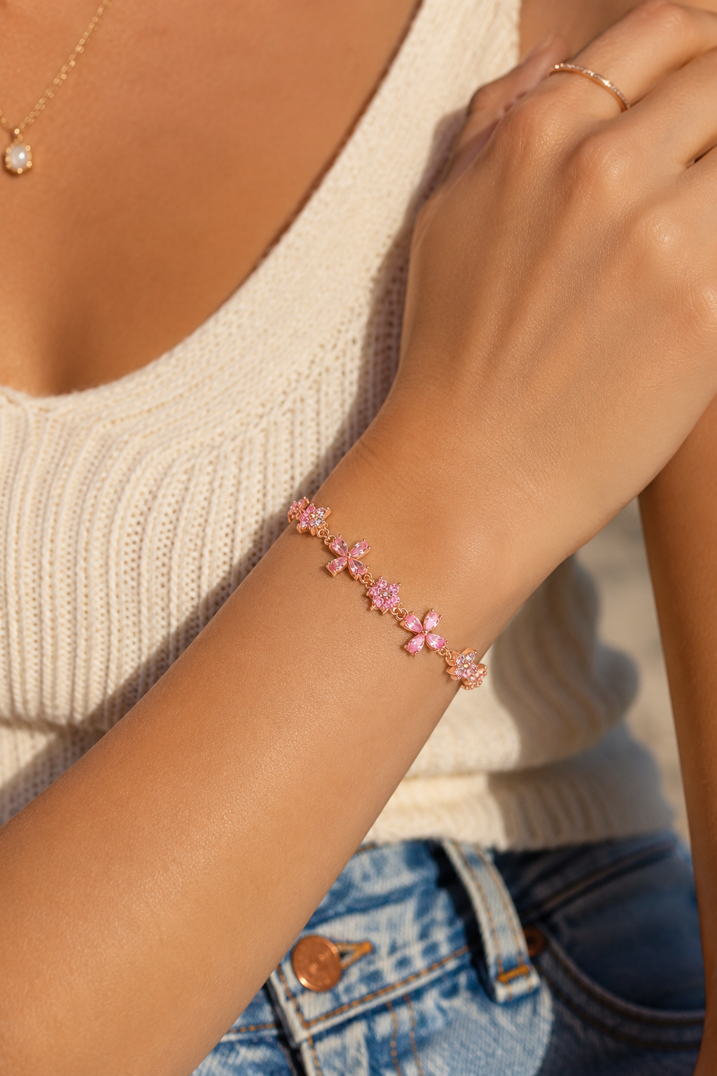 Rosé Butterfly Garden Crystal Bracelet