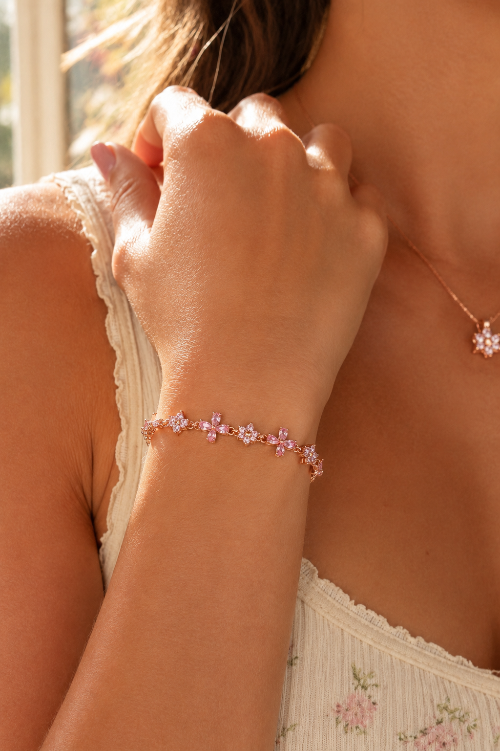 Rosé Butterfly Garden Crystal Bracelet