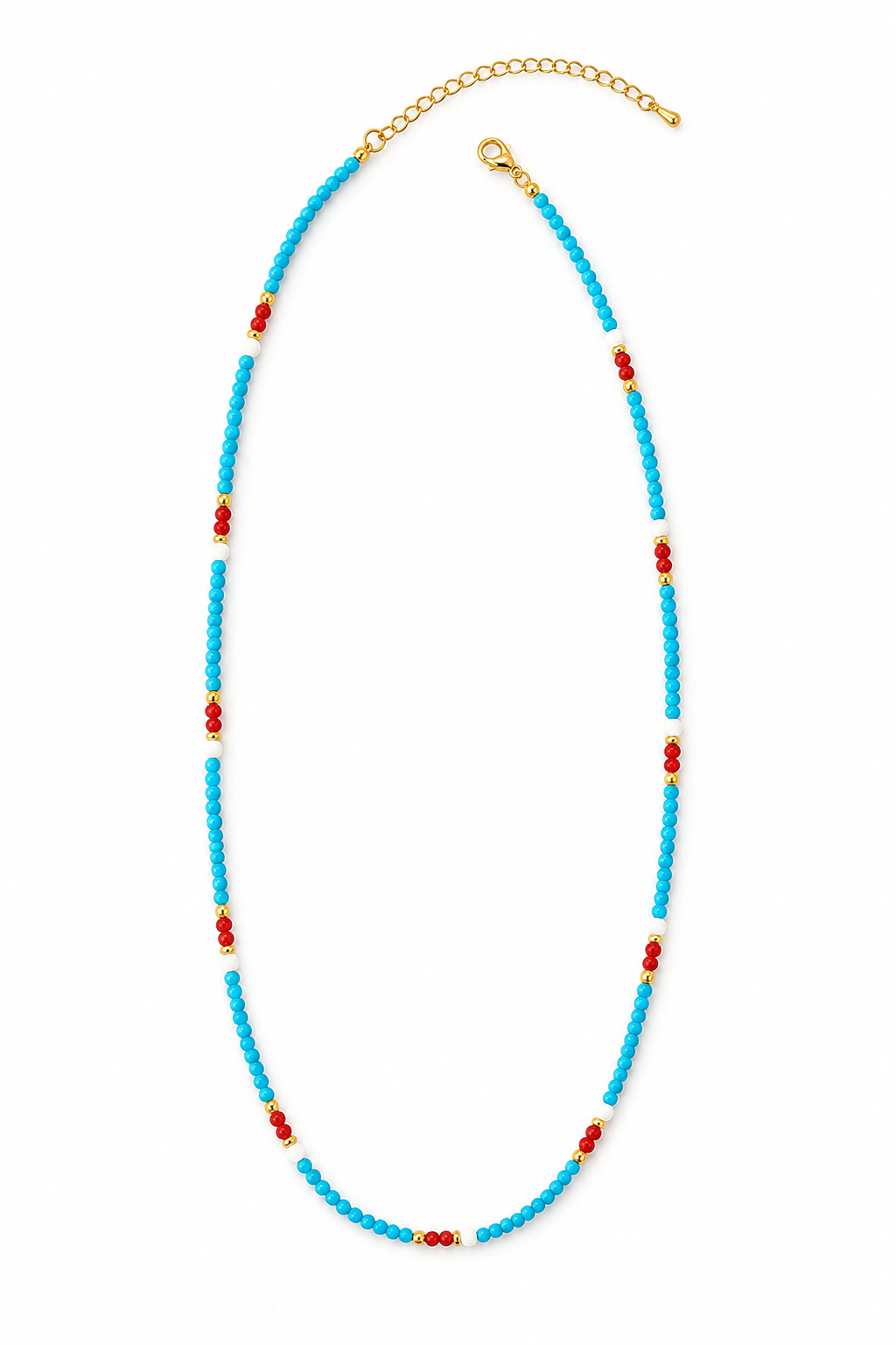 Turquoise & White Mother-of-Pearl Coastal Beaded Necklace