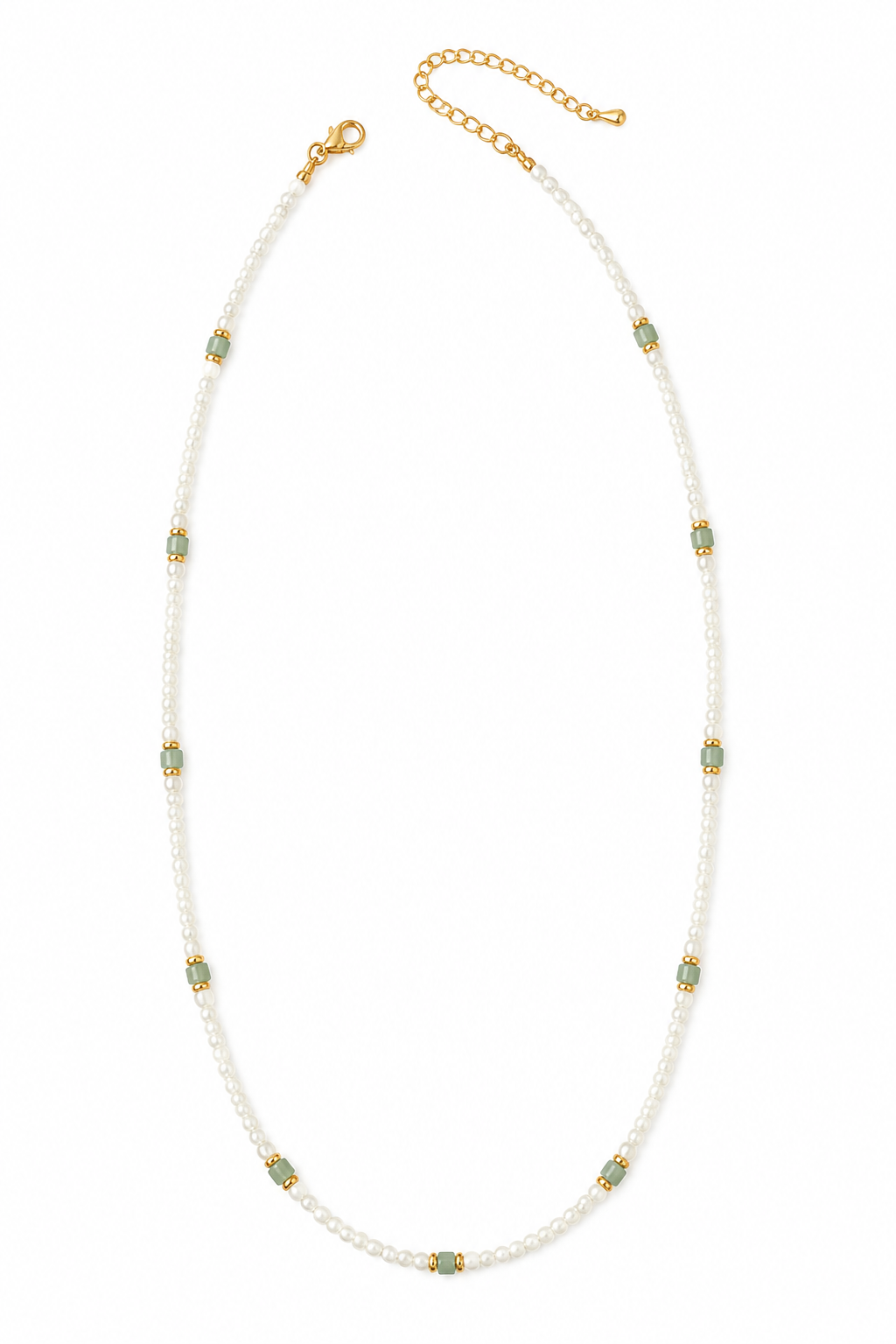 Turquoise & White Mother-of-Pearl Coastal Beaded Necklace