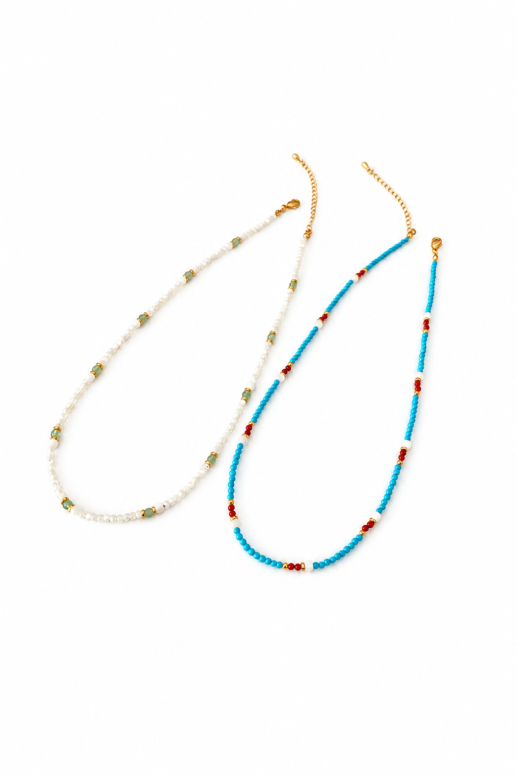 Turquoise & White Mother-of-Pearl Coastal Beaded Necklace