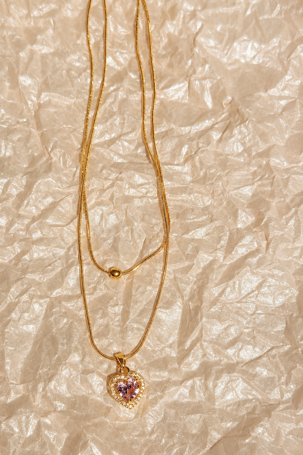 18K Gold-Plated Stainless Steel Double-Layer Heart Necklace