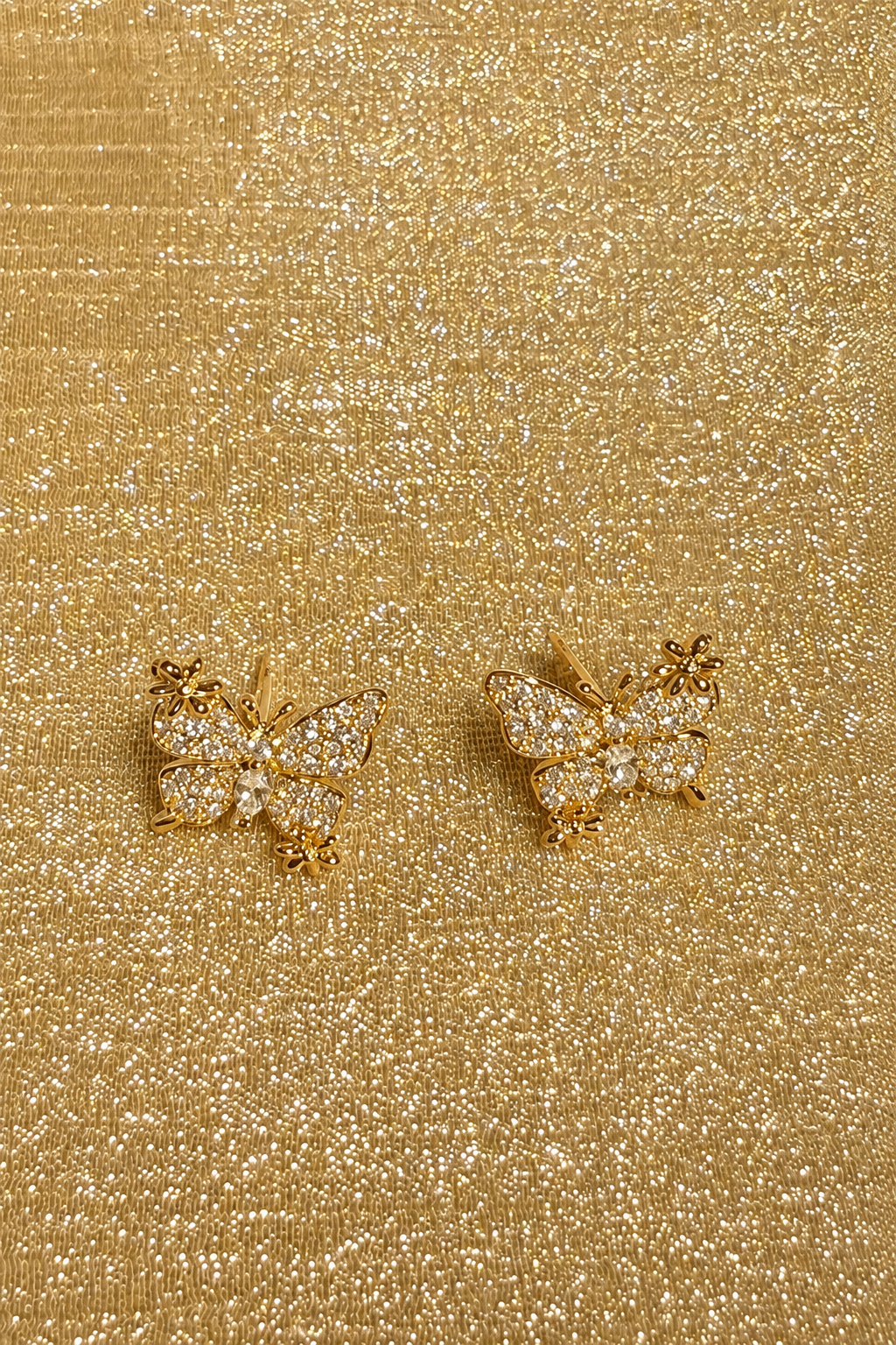 Golden Butterfly Pavé Stud Earrings