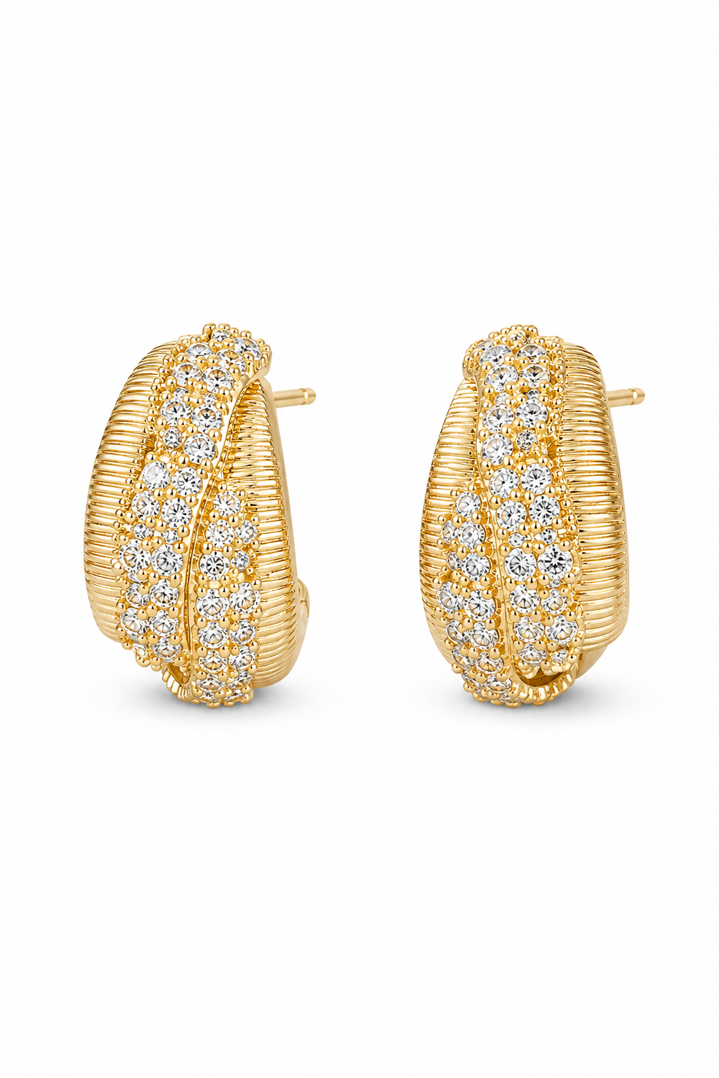 Aurelia Pavé Textured Hoop Earrings