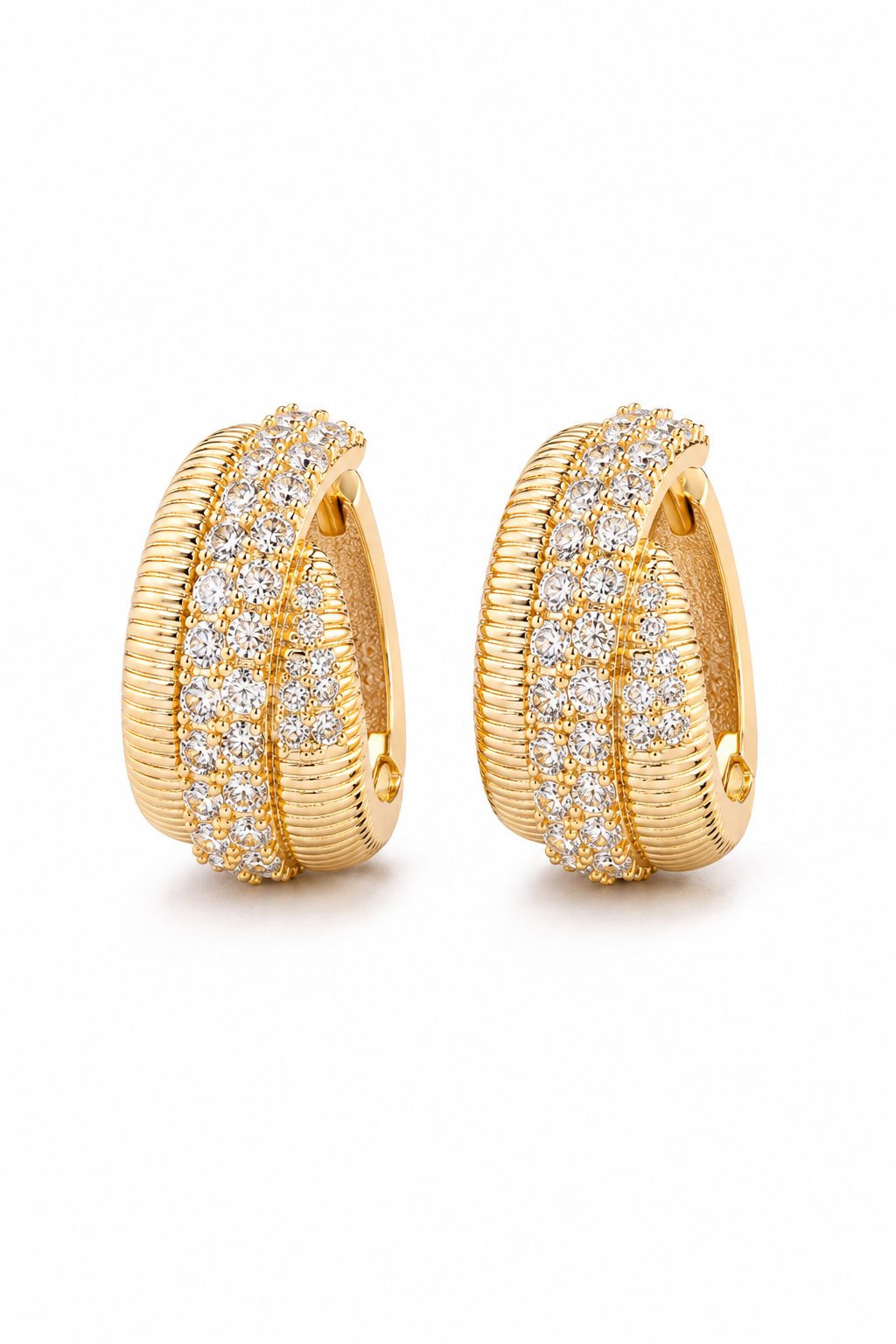 Aurelia Pavé Textured Hoop Earrings