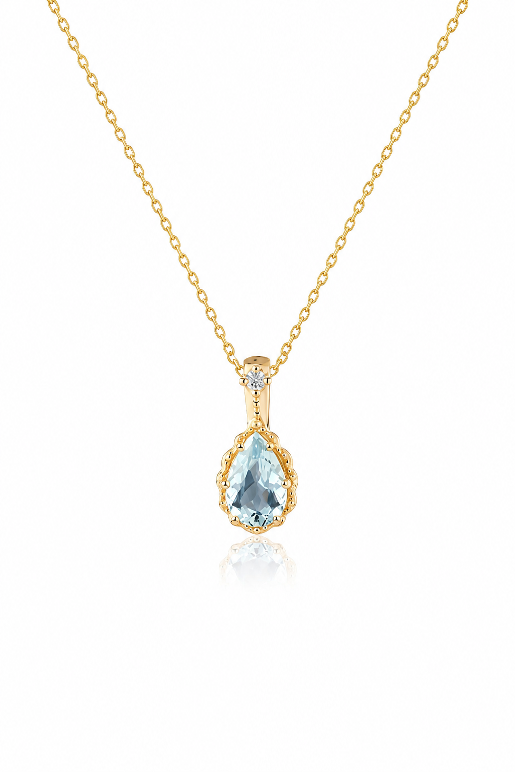 925 Sterling Silver Aqua Teardrop Necklace