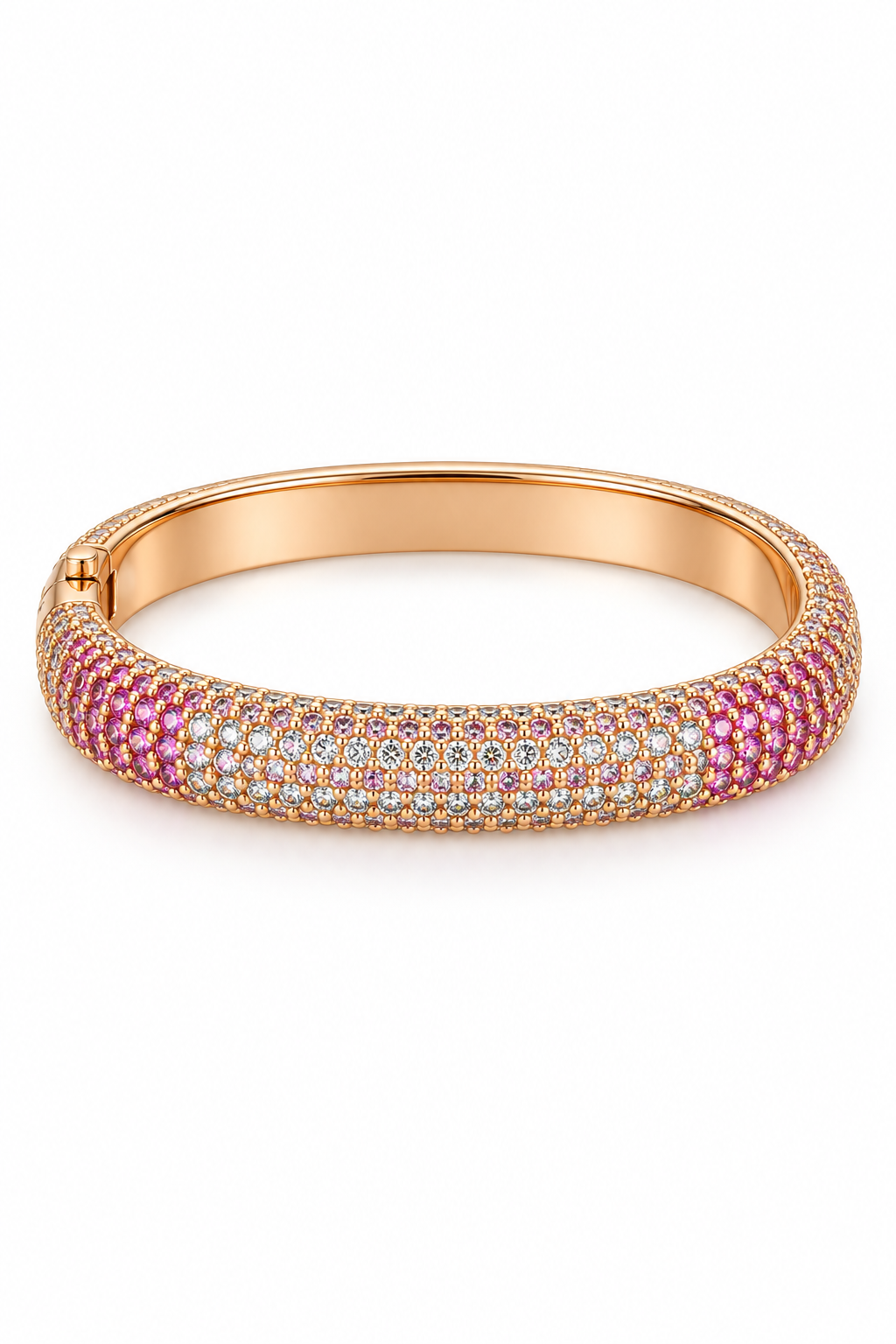 Rose-Tone Gradient Pink Pavé Square Bangle