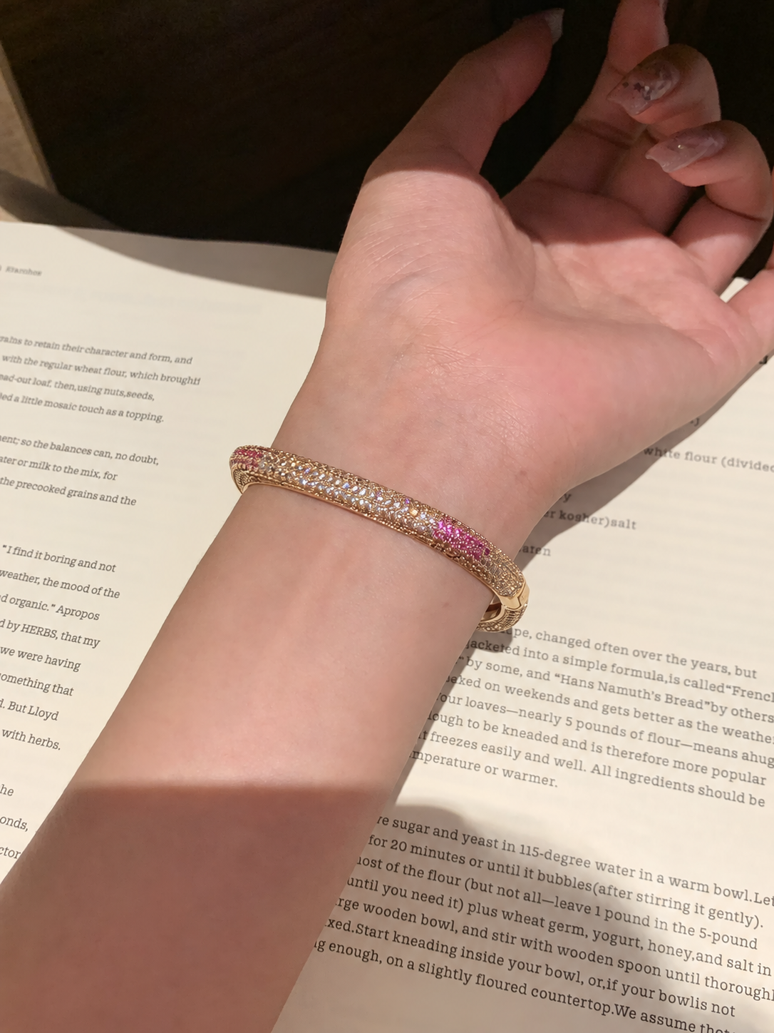 Rose-Tone Gradient Pink Pavé Square Bangle
