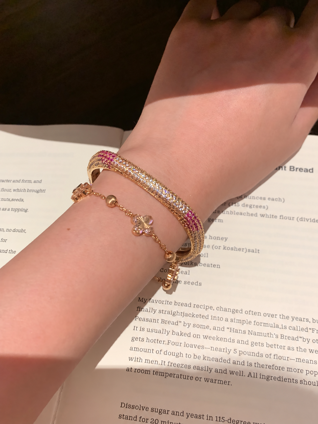 Rose-Tone Gradient Pink Pavé Square Bangle