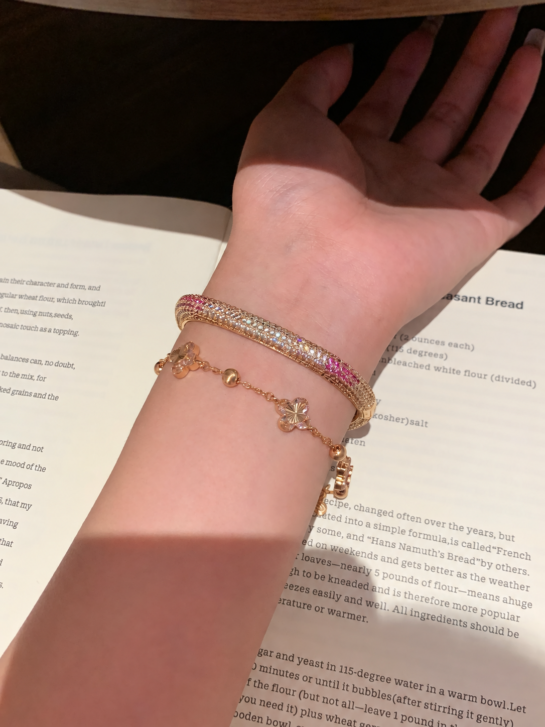 Rose-Tone Gradient Pink Pavé Square Bangle