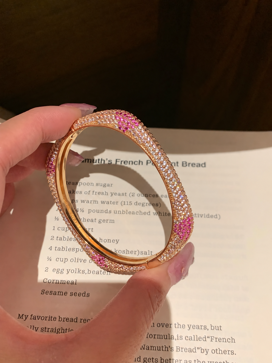 Rose-Tone Gradient Pink Pavé Square Bangle