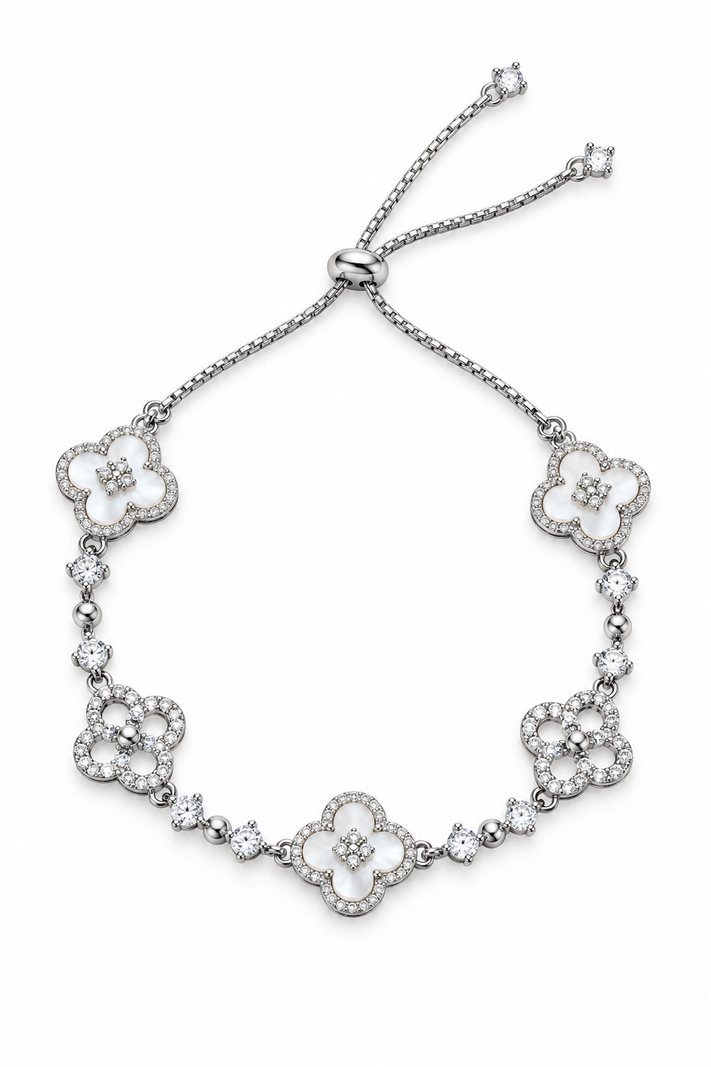 Colorful Full-Pavé Dazzling Clover Bracelet
