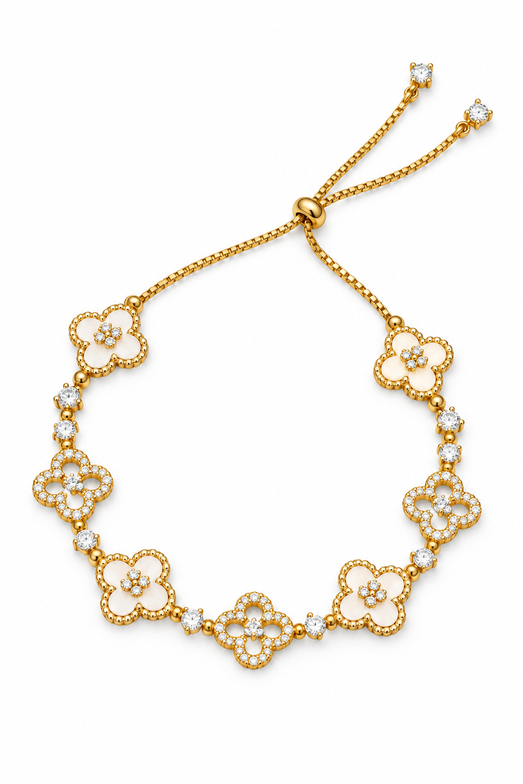 Colorful Full-Pavé Dazzling Clover Bracelet