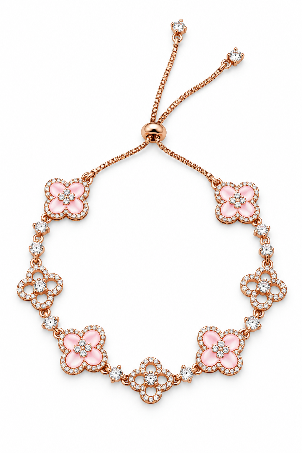 Colorful Full-Pavé Dazzling Clover Bracelet