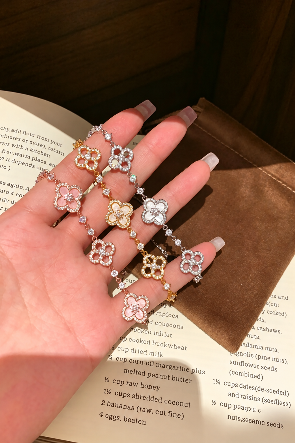 Colorful Full-Pavé Dazzling Clover Bracelet