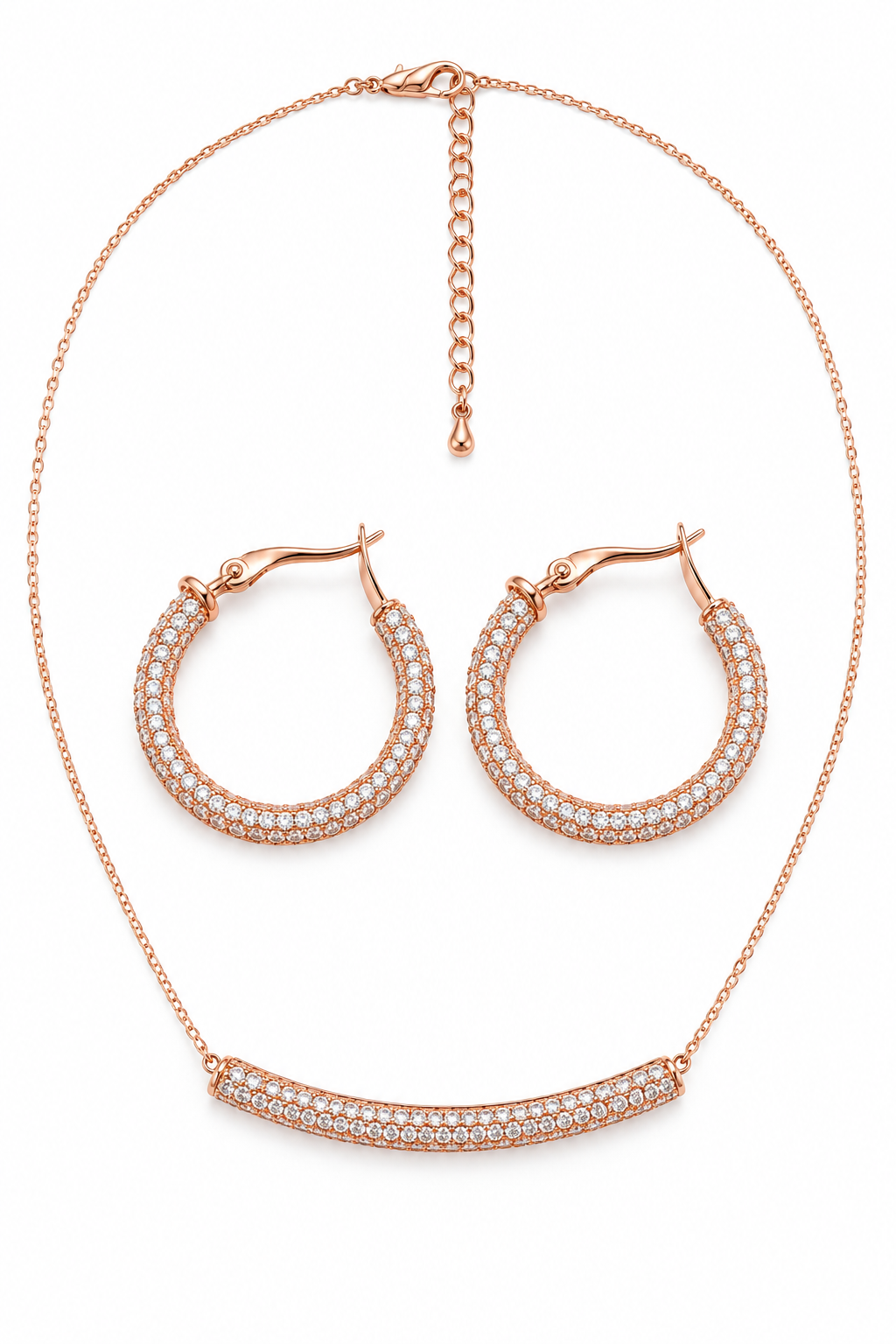 Rose Gold Pavé Curve Jewelry Set