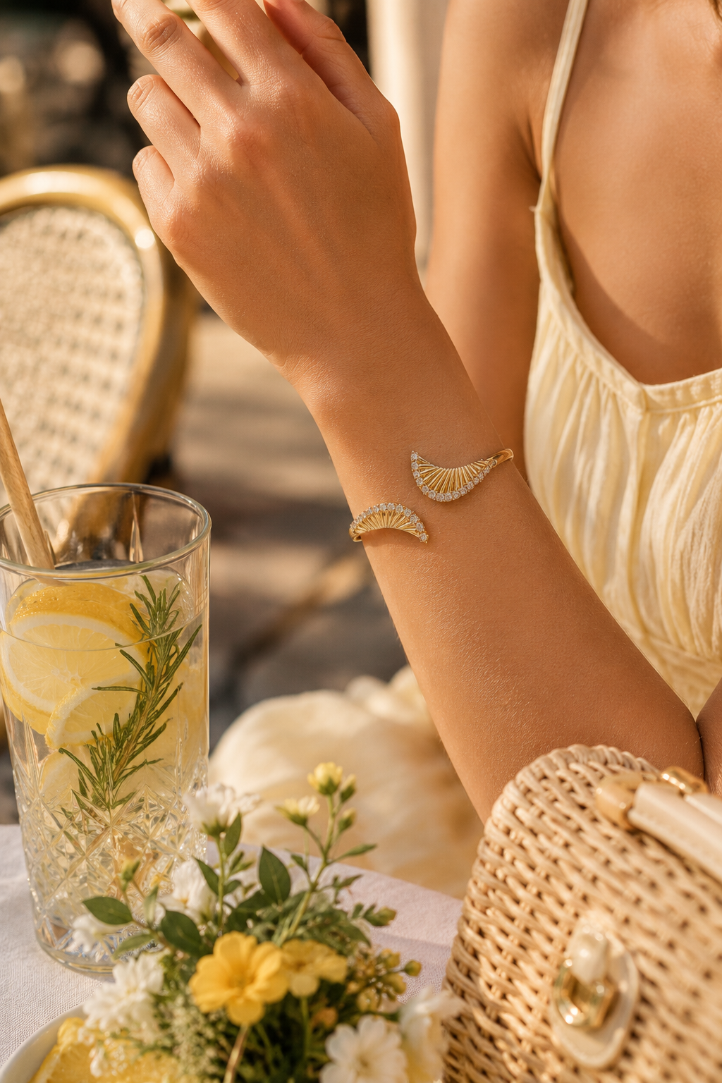 Aurelia Shell Pavé Cuff Bangle