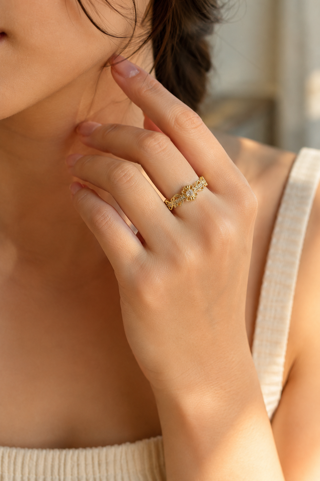 Golden Vintage Floral Ring