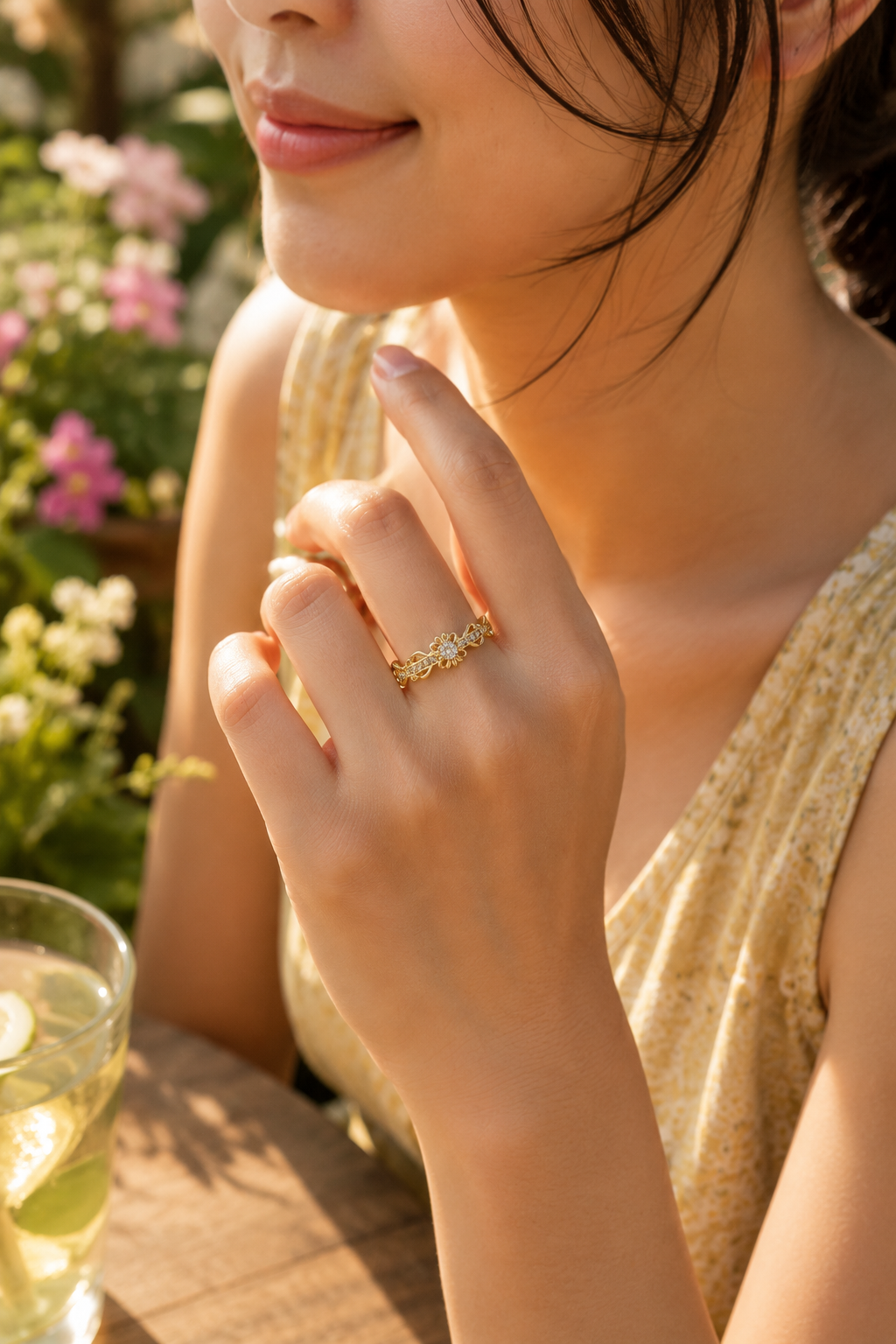 Golden Vintage Floral Ring