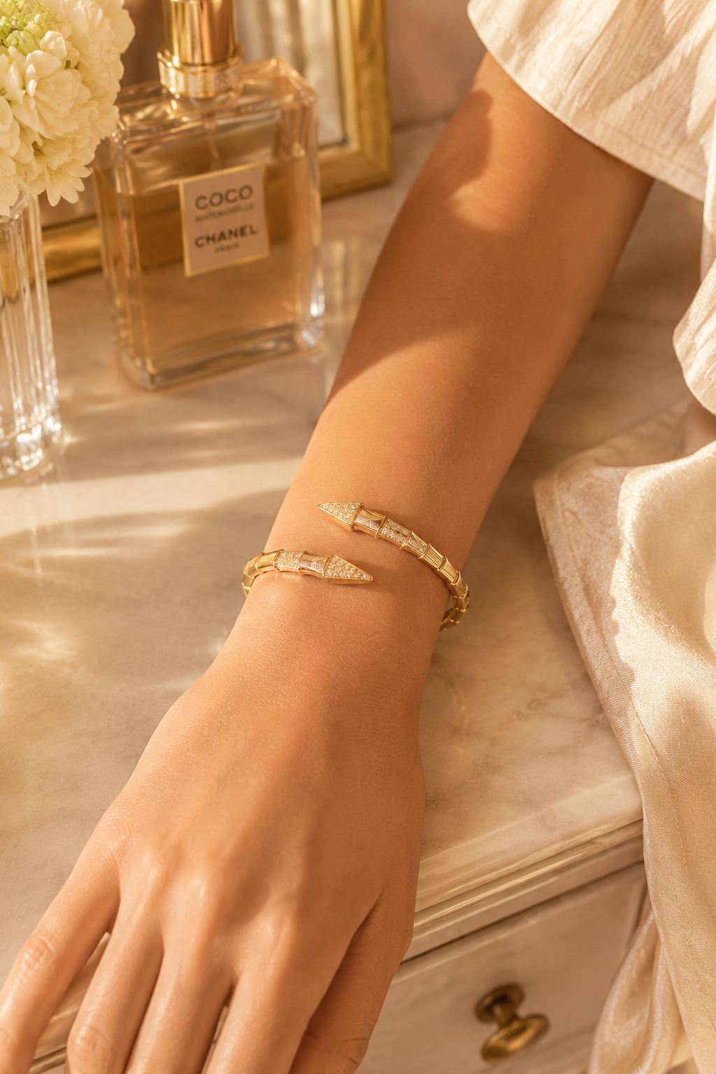 Golden Arrow Pavé Crystal Cuff Bangle