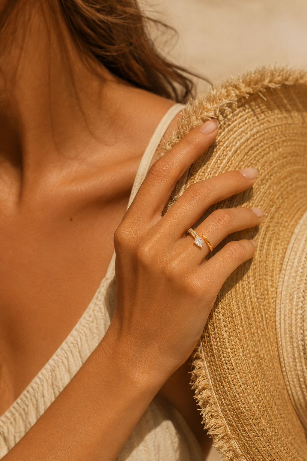 Luxe Teardrop Zircon Adjustable Ring