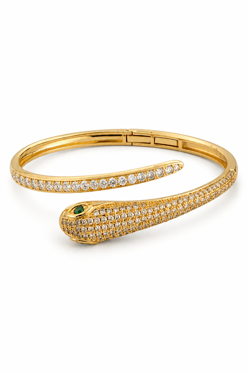 Golden Serpent Pavé Crystal Cuff Bangle