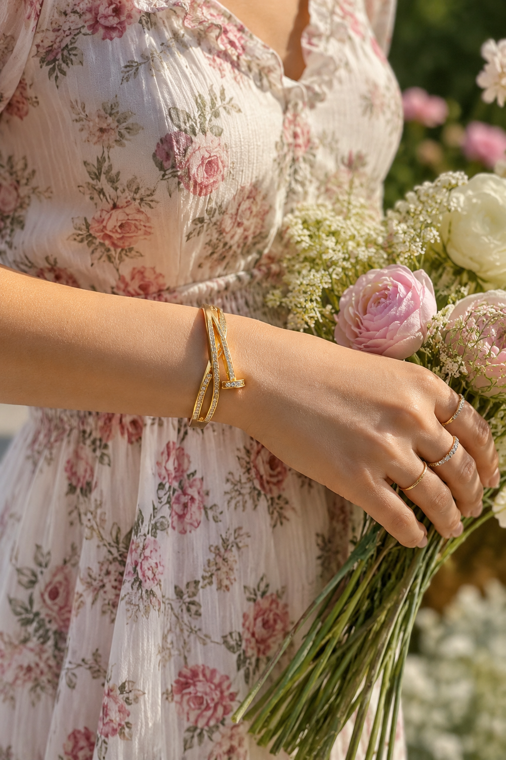 Élise Ribbon Crystal Bangle
