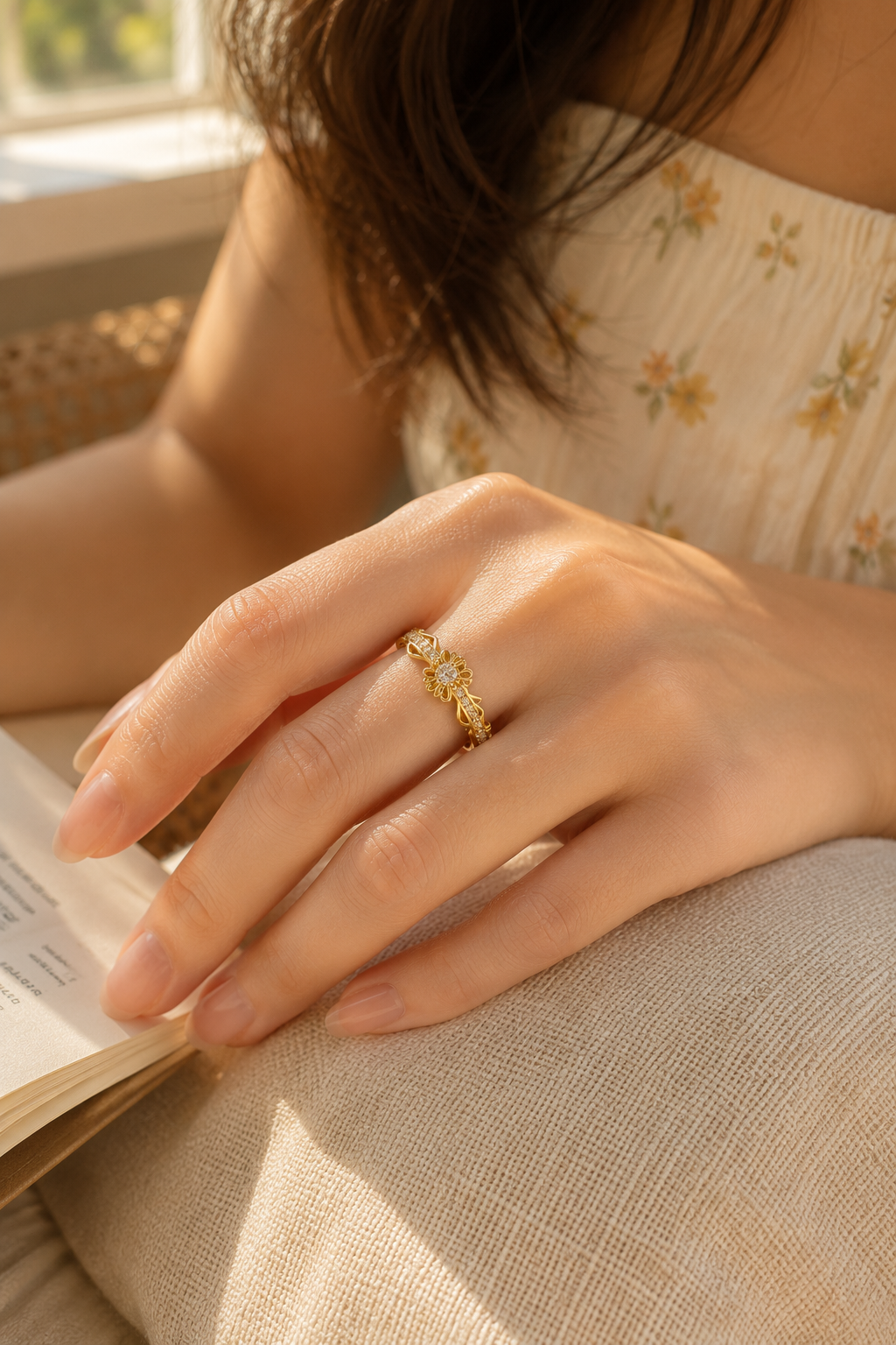 Golden Vintage Floral Ring